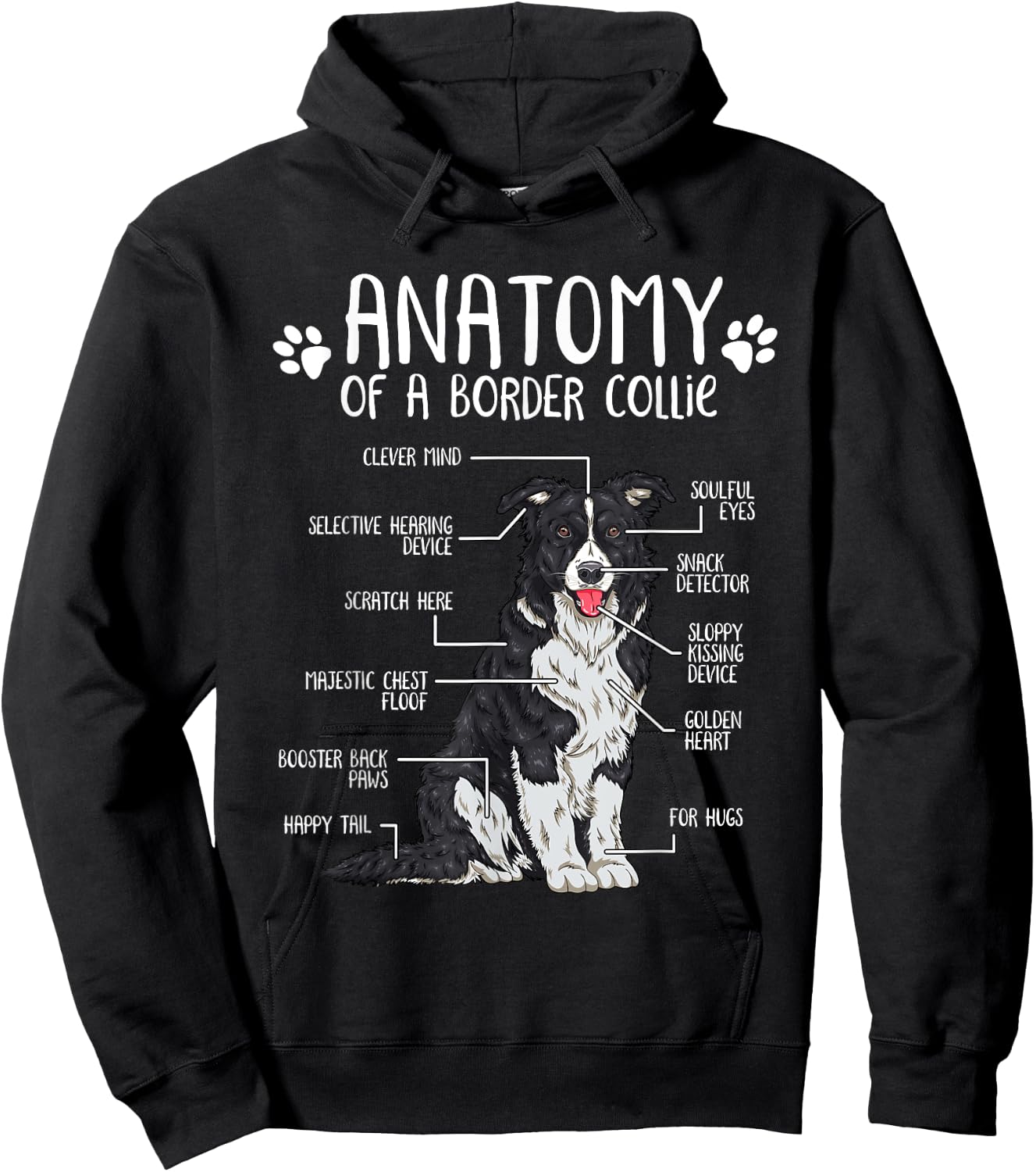 Funny Anatomy Border Collie Dog Lover Small Hoodie - Hoodie | Black