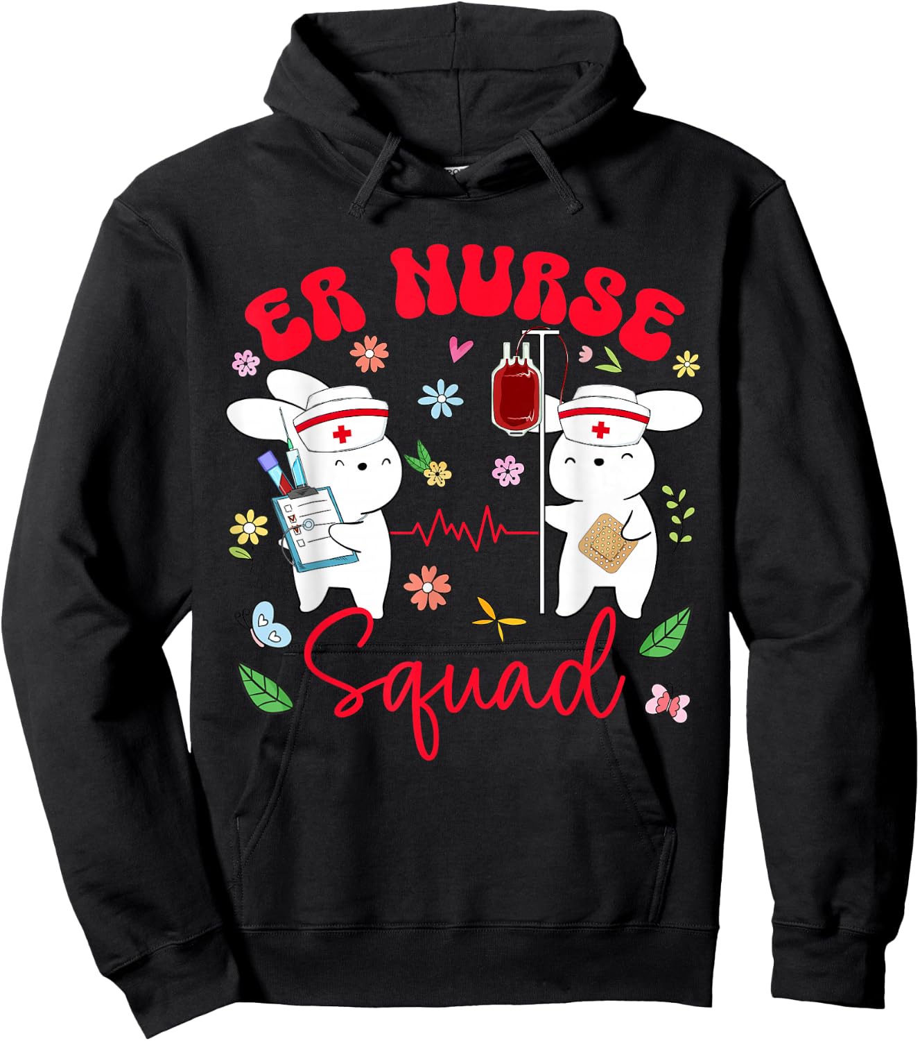 ER Nurse Easter Bunny Squad Emergency Department Room Women Hoodie - Hoodie | Black