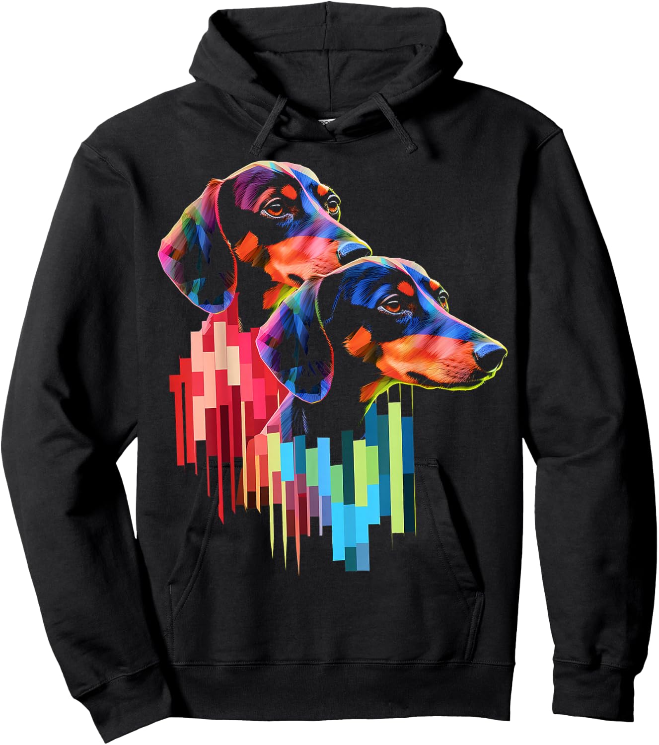 Dachshund Colorful Pet Art Animal Abstract Graphic Dog Hoodie - Hoodie | Black