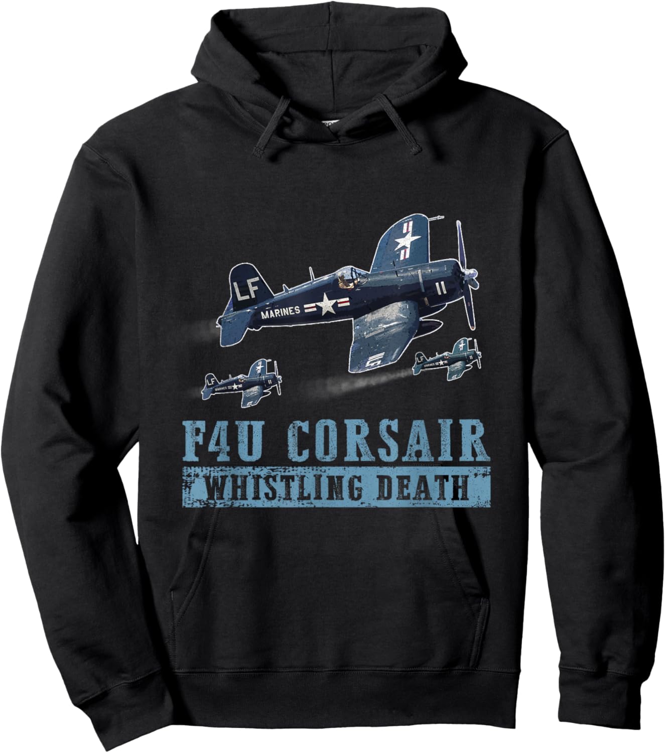F4U Corsair WW2 Fighter Aircraft Whistling Death Military Hoodie - Hoodie | Black