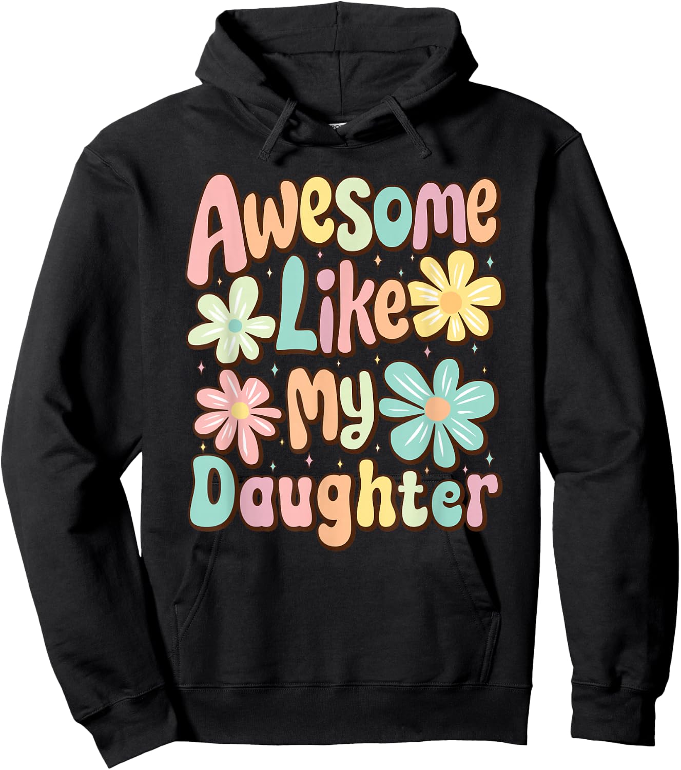 Awesome Like My Daughter Mommy Groovy Graphic Mother's Day Hoodie - Hoodie | Black