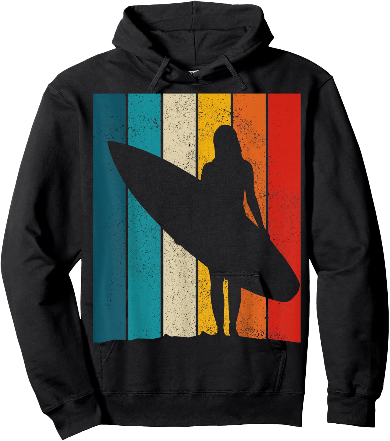 Surfer Girl Vintage Surf Beach Surfing Surfing Surfing Gift Hoodie - Hoodie | Black