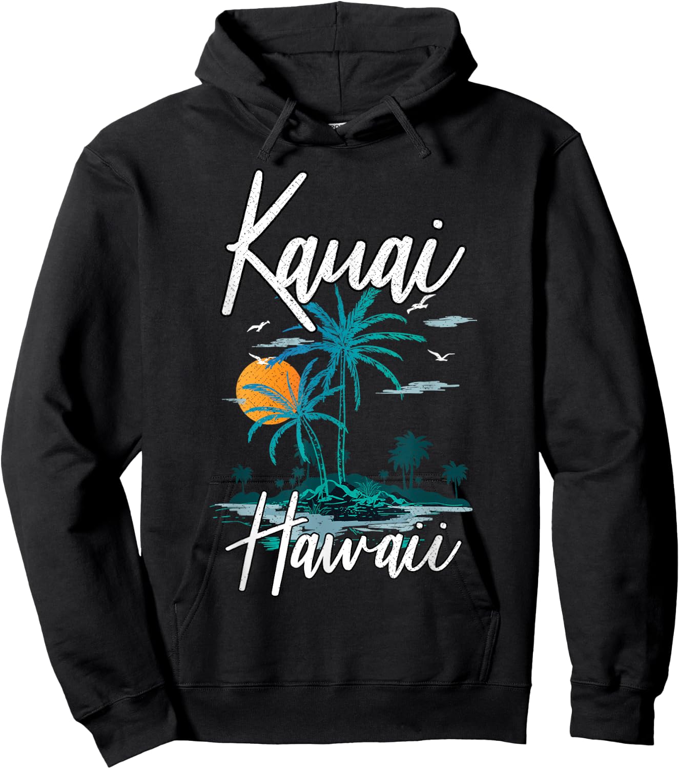 Family Vacation Retro Sunset Hawaii Kauai Hoodie - Hoodie | Black