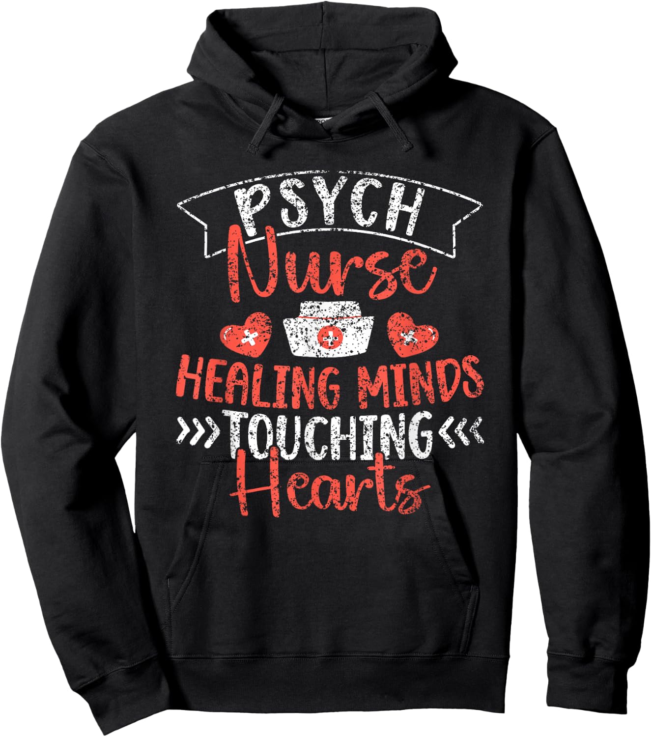 Psych Nurse: Healing Minds Touching Hearts Psychiatry Nurses Hoodie - Hoodie | Black