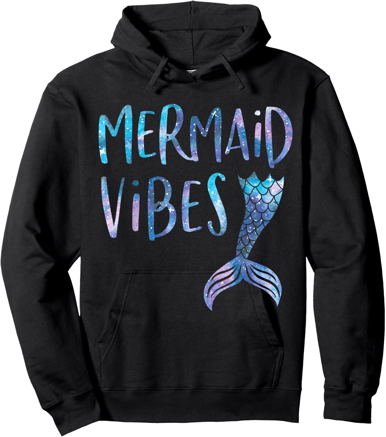 Mermaid Vibes Cute Funny Mermaid Tail Birthday Party Hoodie - Hoodie | Black