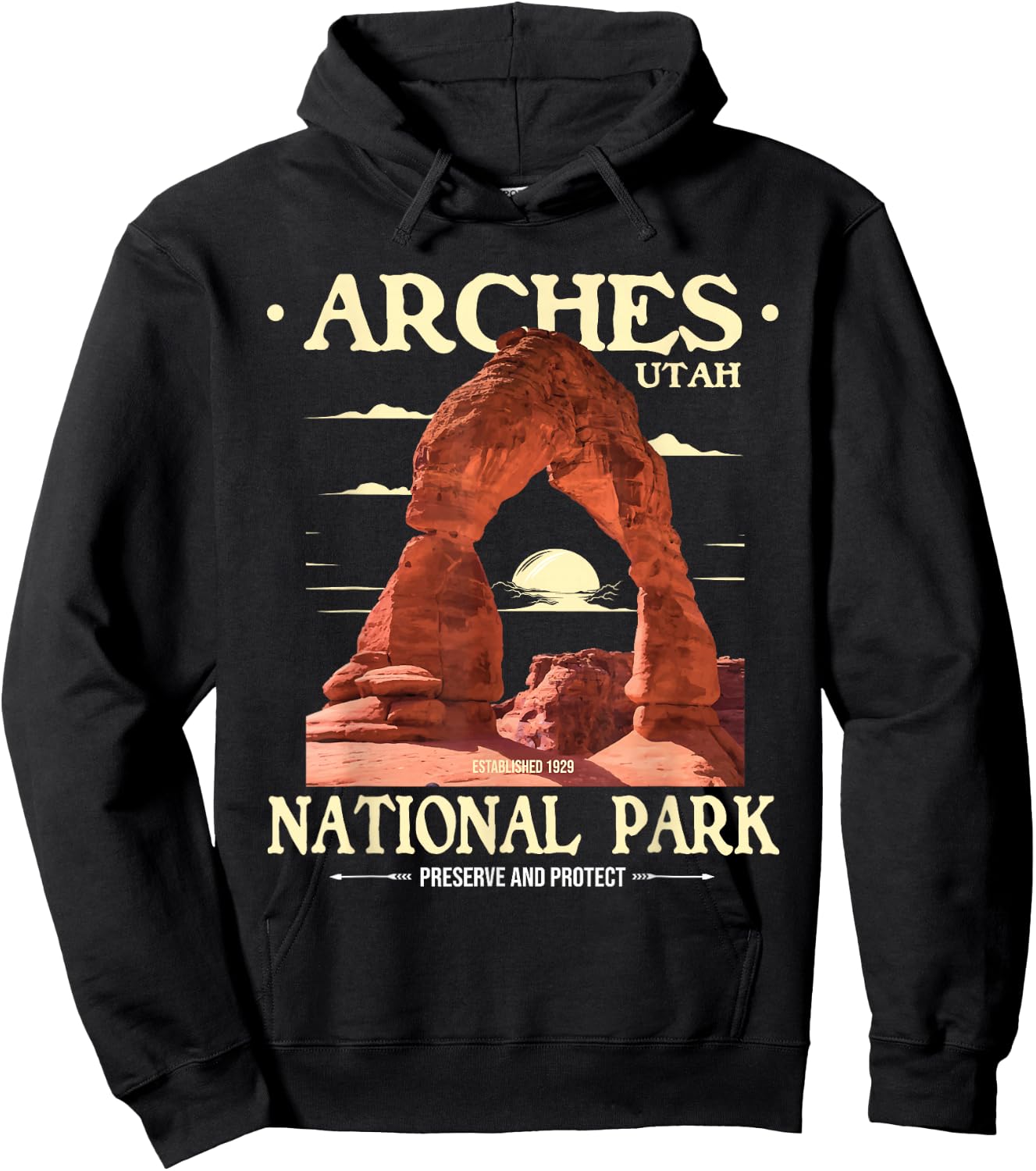 Arches National Park - Retro Hiking & Camping Lover Hoodie - Hoodie | Black