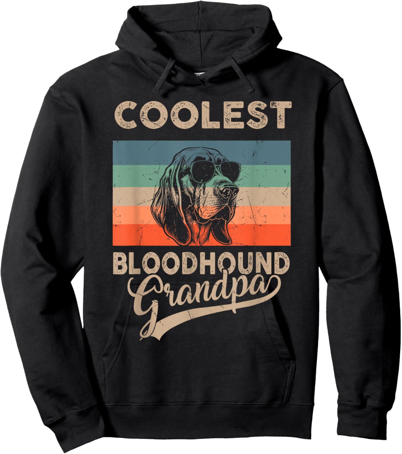 Coolest Bloodhound Grandpa Gifts Dad Funny Dog Grandpa Retro Men Women Kids Hoodie - Hoodie | Black