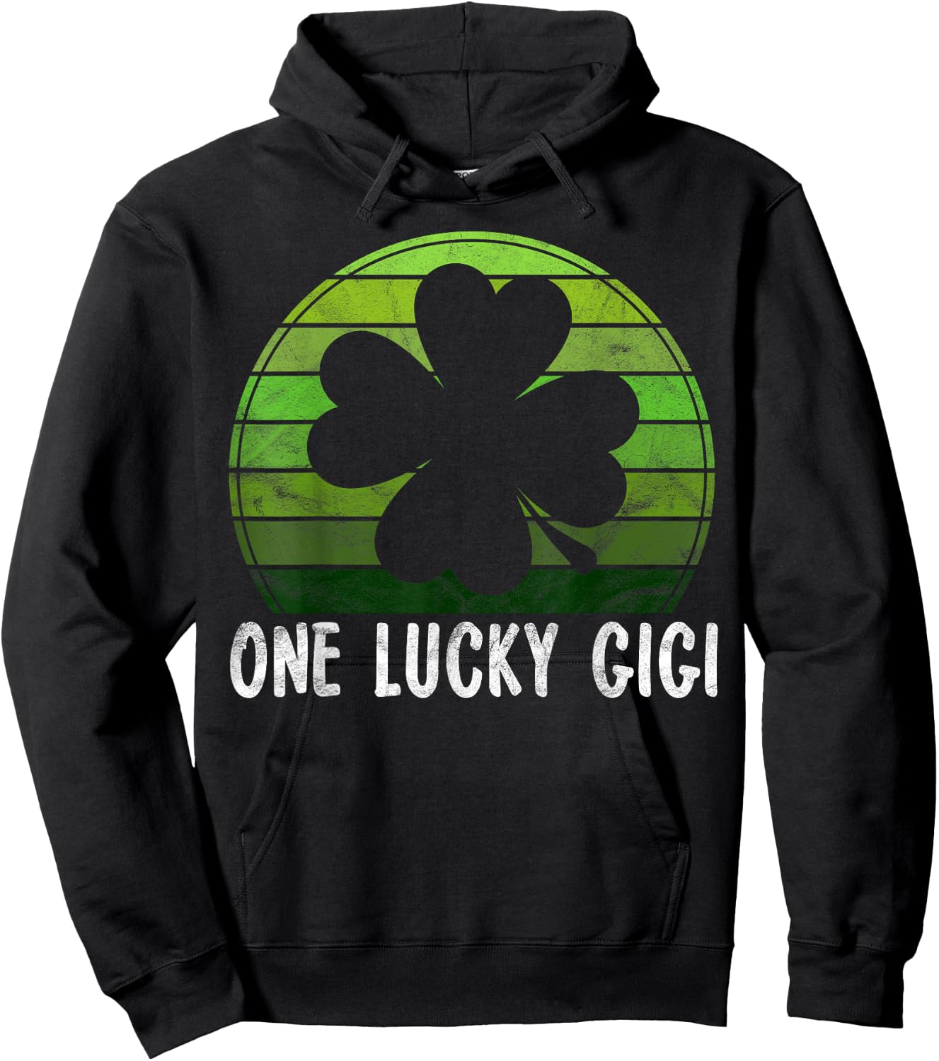 One Lucky Gigi Gift Shamrock Sunset Irish St Patricks Day Hoodie - Hoodie | Black