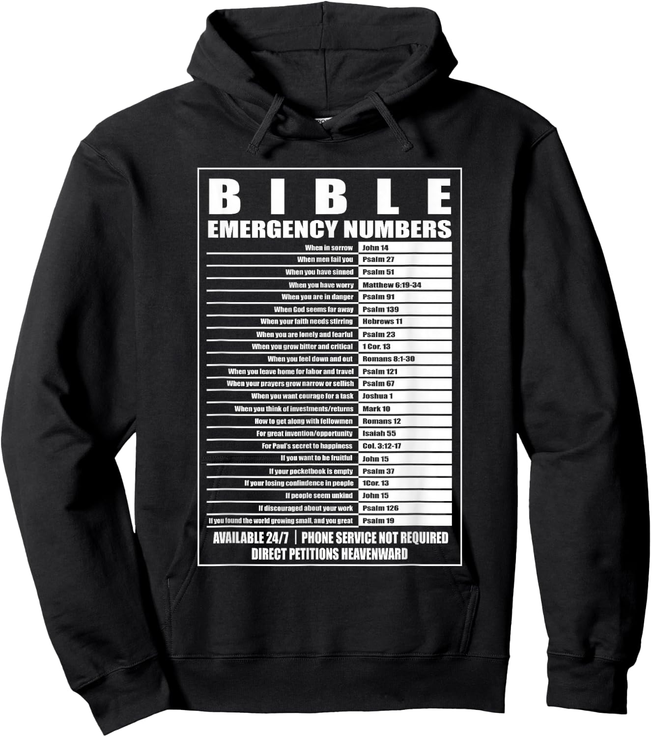 Bible Emergency Numbers Religious Christian Hoodie - Hoodie | Black