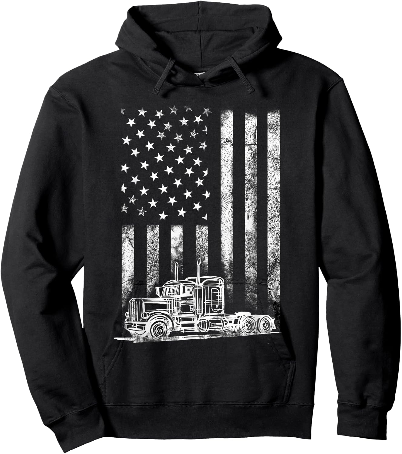 Truck Driver American Flag Trucker Vintage Men Women Gift Small Hoodie - Hoodie | Black