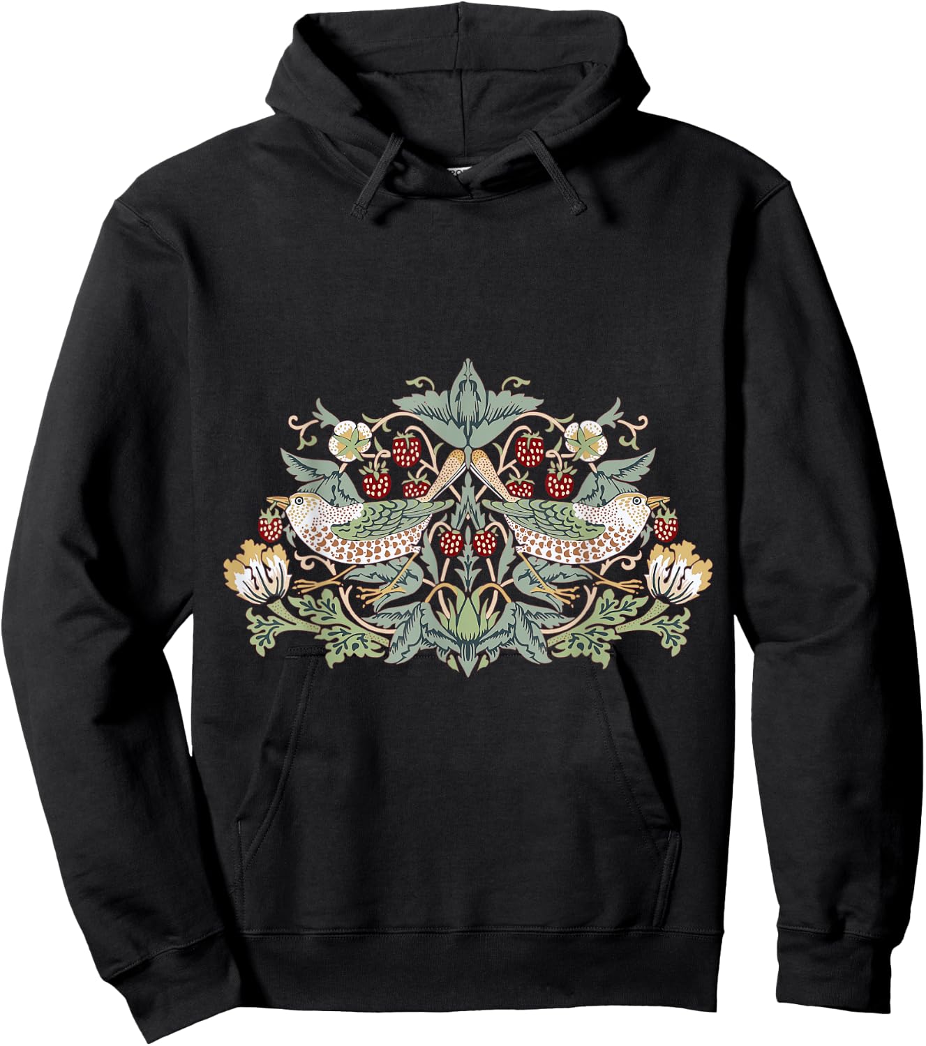 Pixelchicken William Morris Strawberry Thief Bird , Small Hoodie - Hoodie | Black