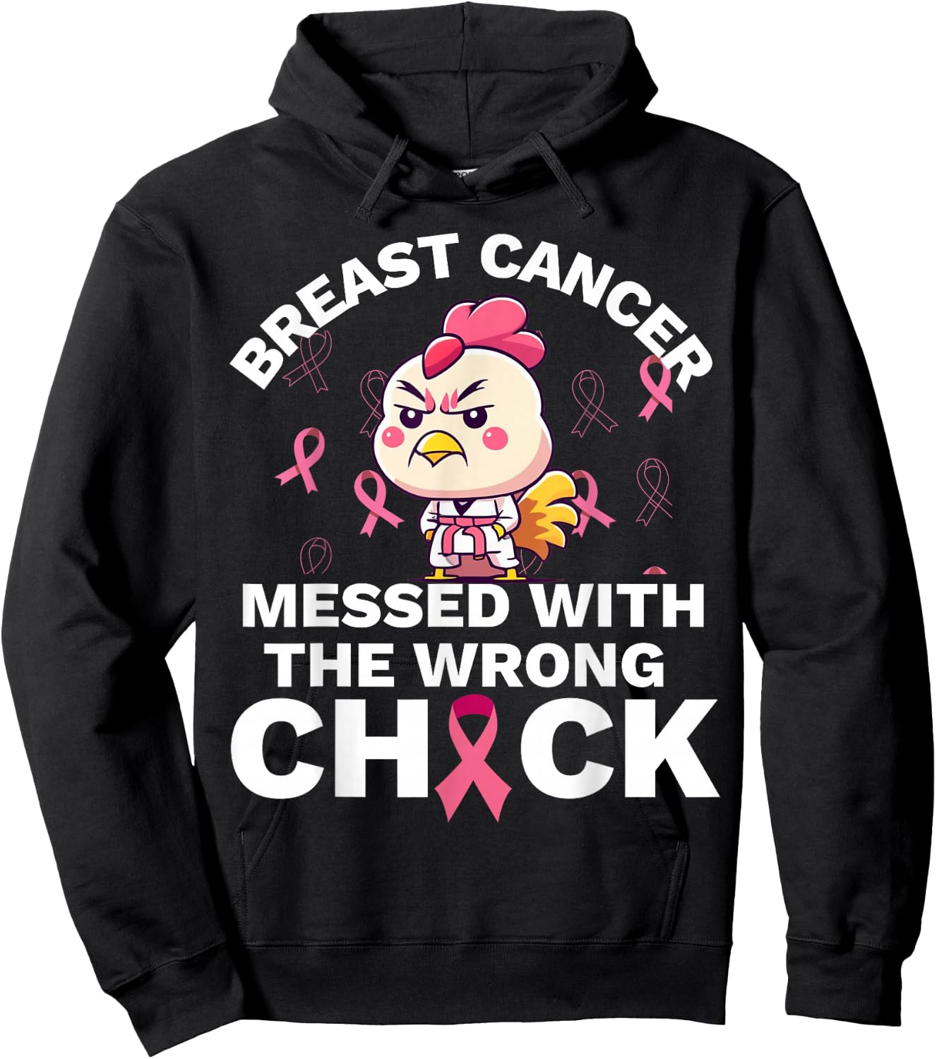 Breast Cancer Awareness Messed With The Wrongs Chick Hoodie - Hoodie | Black