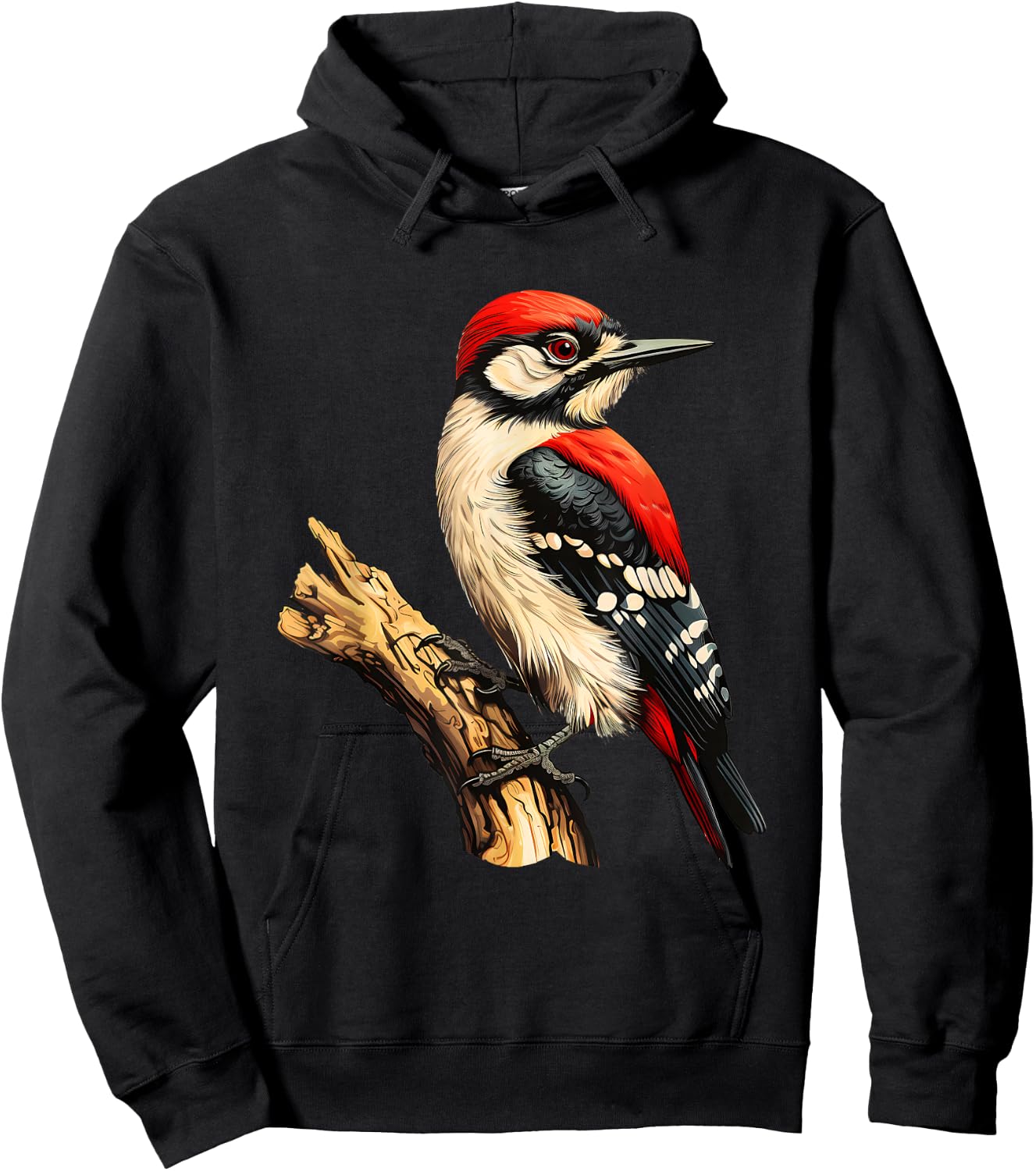 Woodpecker Wildlife Colorful Animal Art Portrait Nature Hoodie - Hoodie | Black