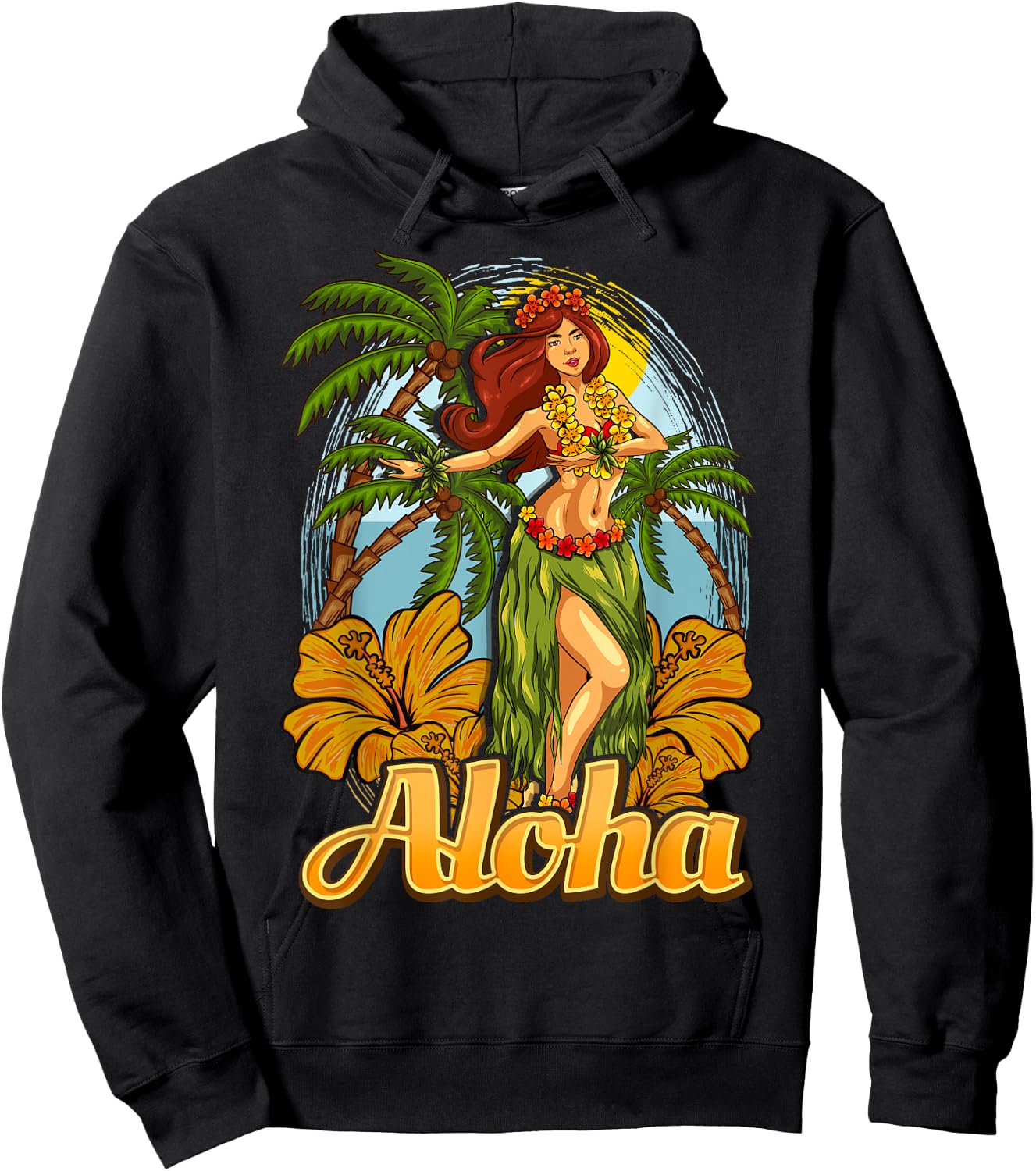 Aloha Hula Dance Hawaii Hawaiian Girl Dancer Vacation Hoodie - Hoodie | Black