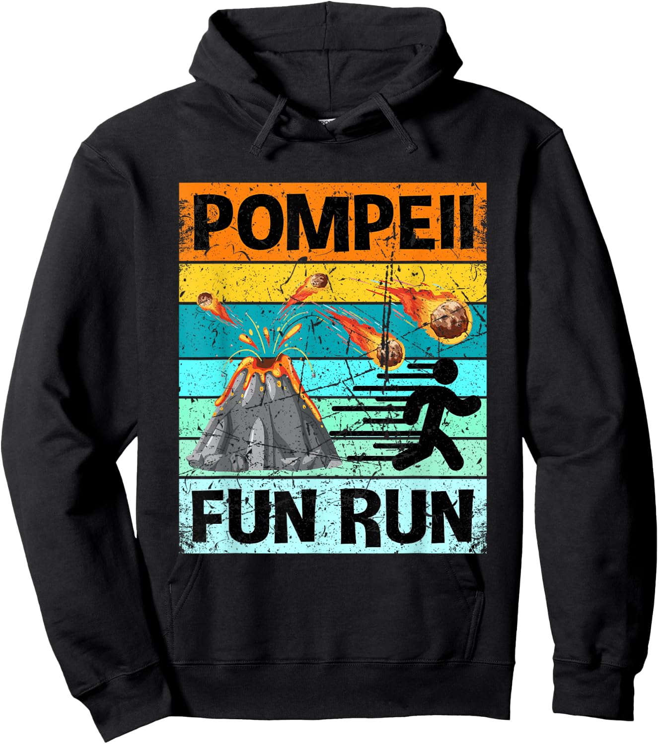 Retro Pompeii Fun Run Shirt Volcanologist Shirt Volcanology Hoodie - Hoodie | Black
