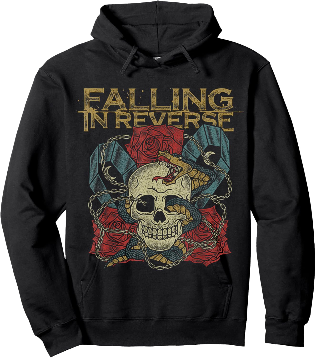 Falling In Reverse - Official Merchandise - Death , Black, -Adults, Short Sleeve Hoodie - Hoodie | Black