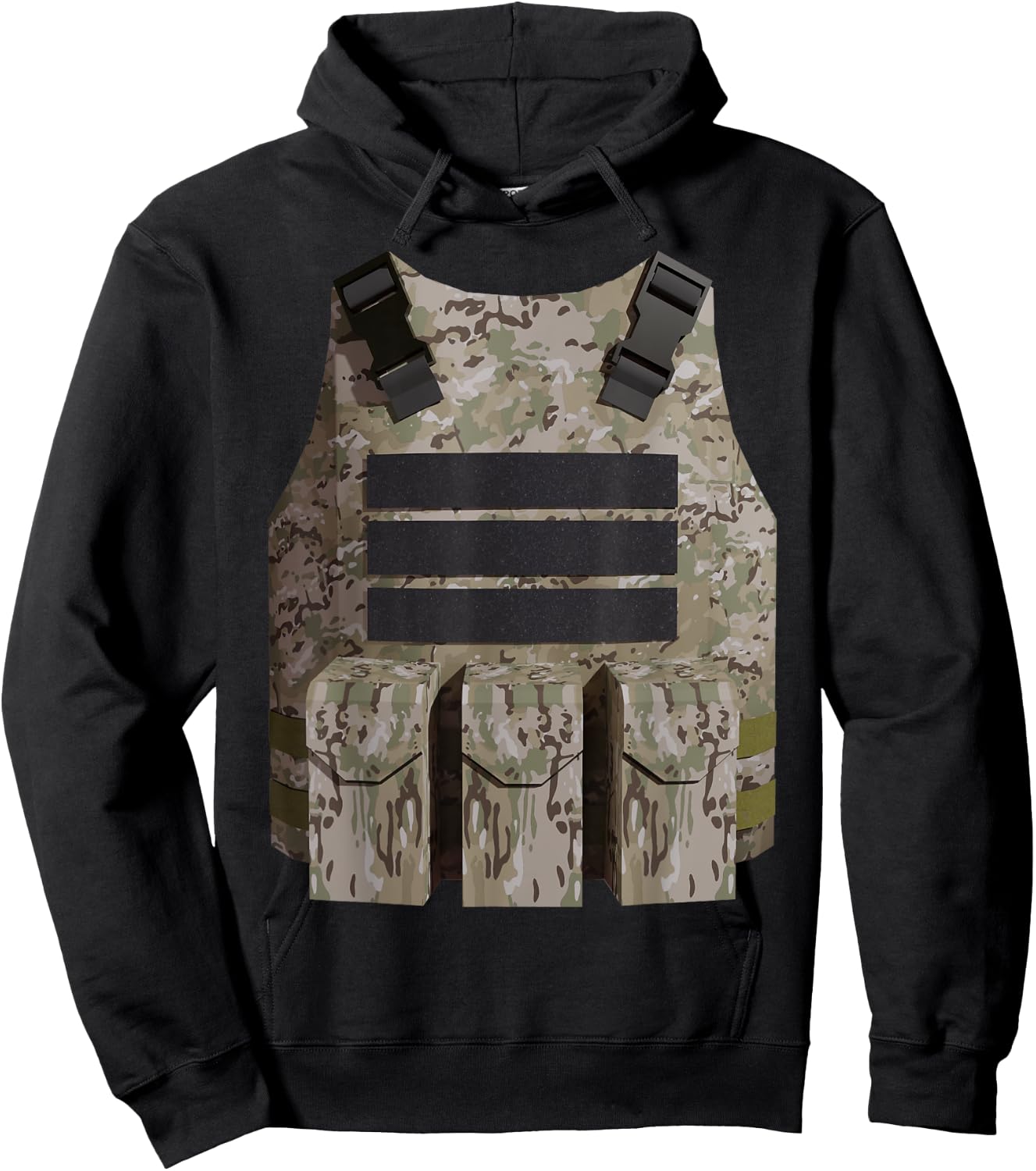 Faux Bulletproof Vest Gamer Costume Desert Camo version Hoodie - Hoodie | Black
