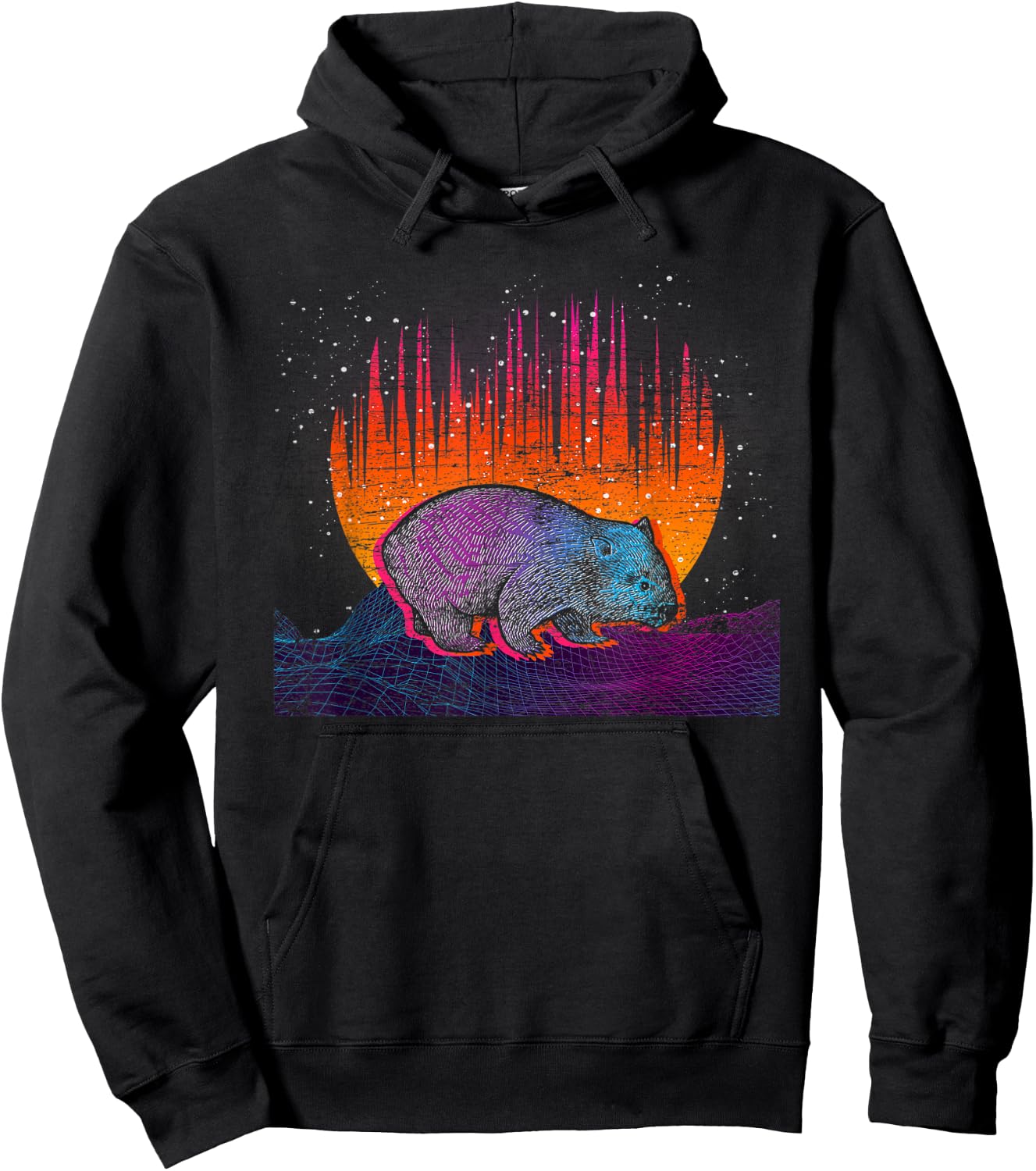 Backpacker Aussie Animal Outback Australia Vaporwave Wombat Hoodie - Hoodie | Black