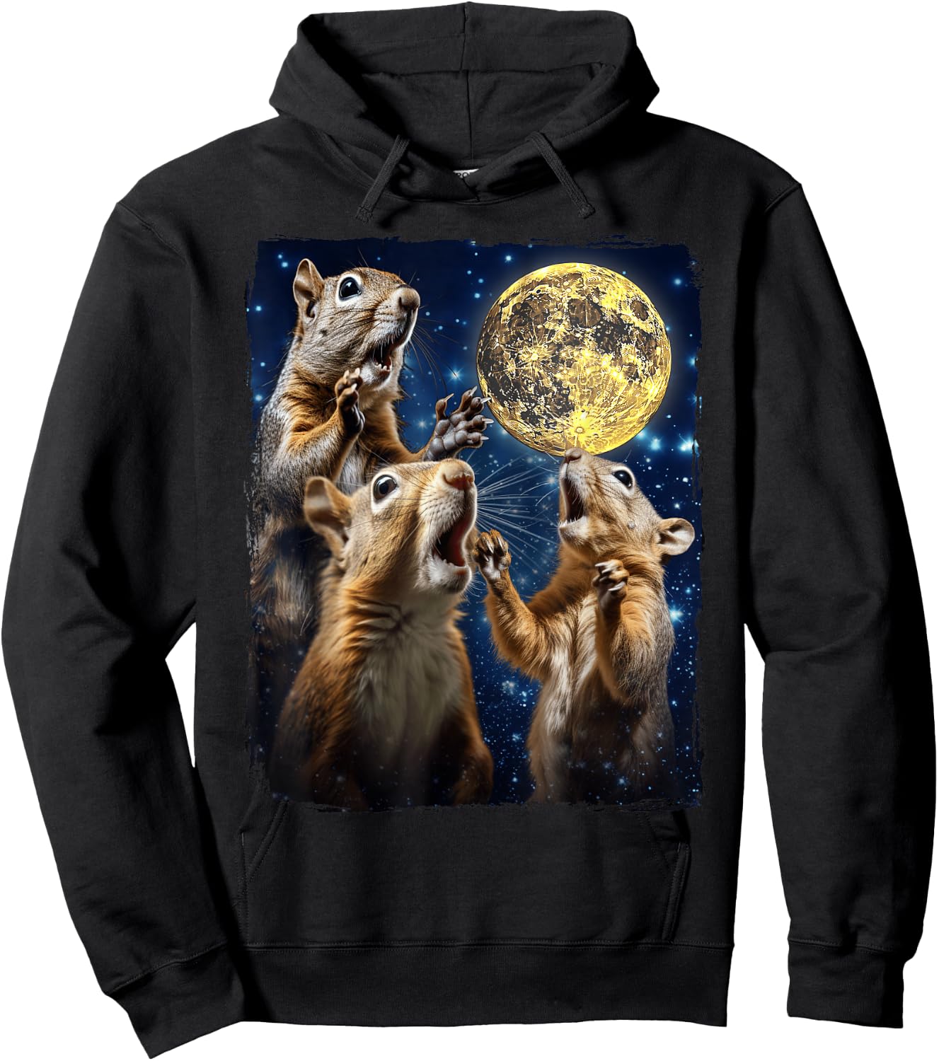 Squirrel Howling At Moon Hoodie - Hoodie | Black