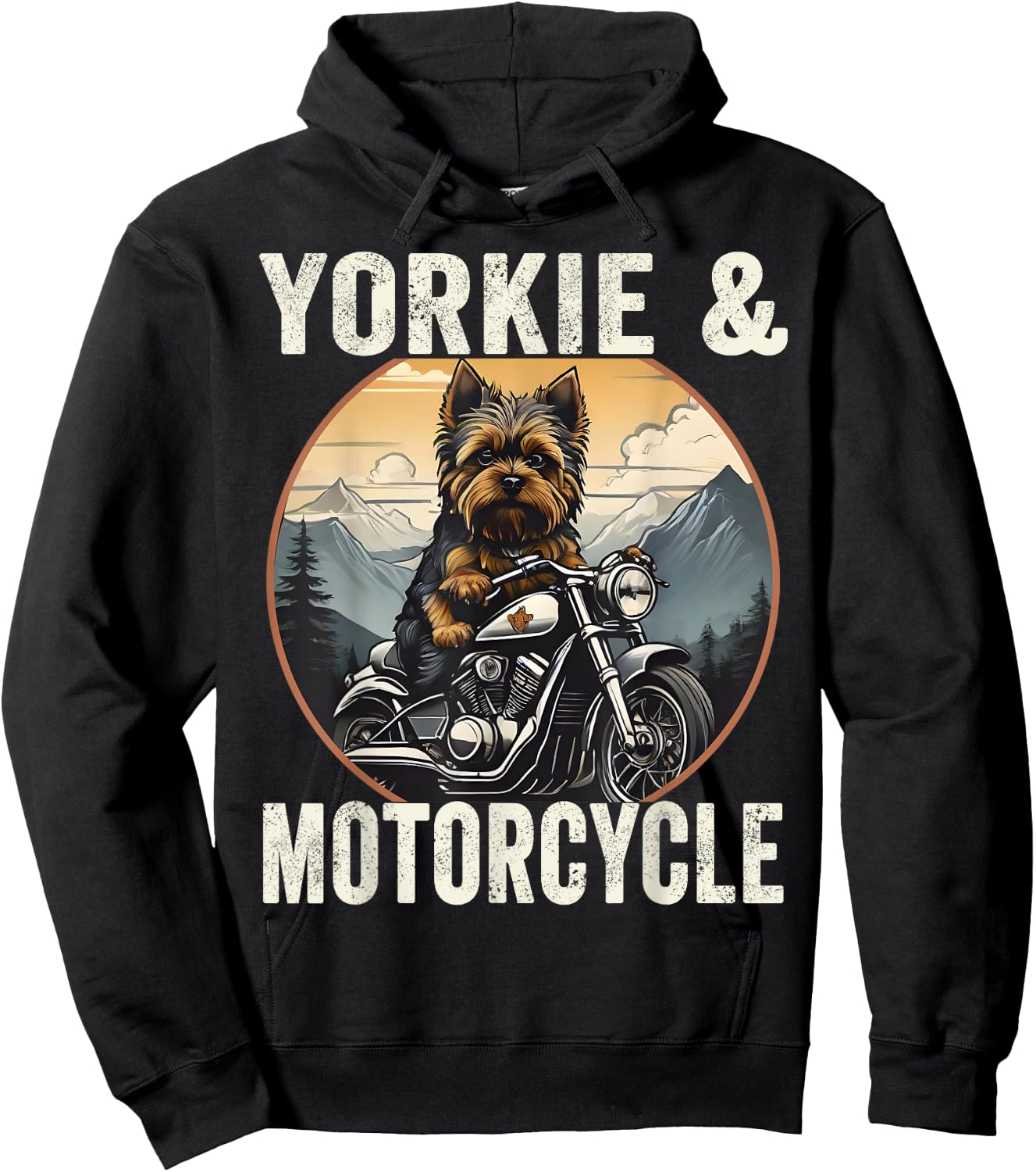 Yorkie And Motorcycle Dog Lovers Funny Motor Rides Dad Mom Women Hoodie - Hoodie | Black