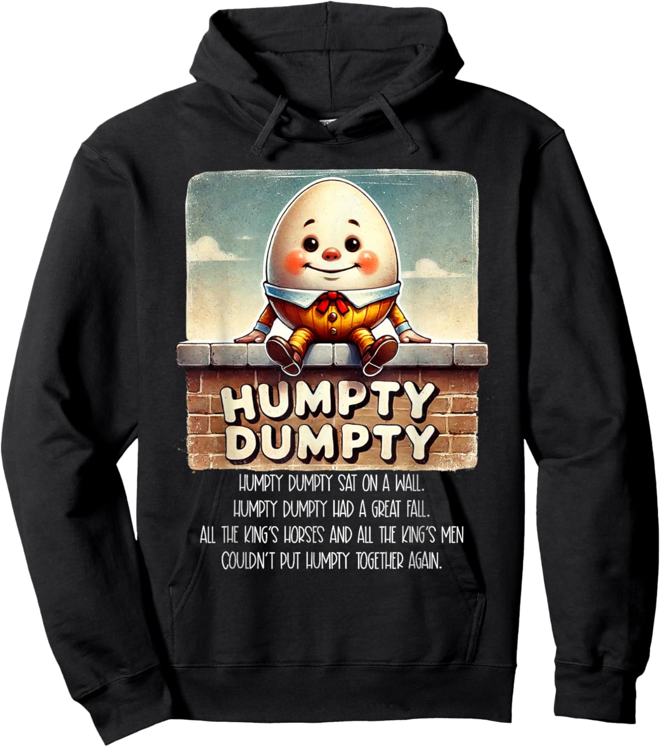 Humpty Dumpty Kids Nursery Rhyme Retro Humpty Dumpty Poem Hoodie - Hoodie | Black