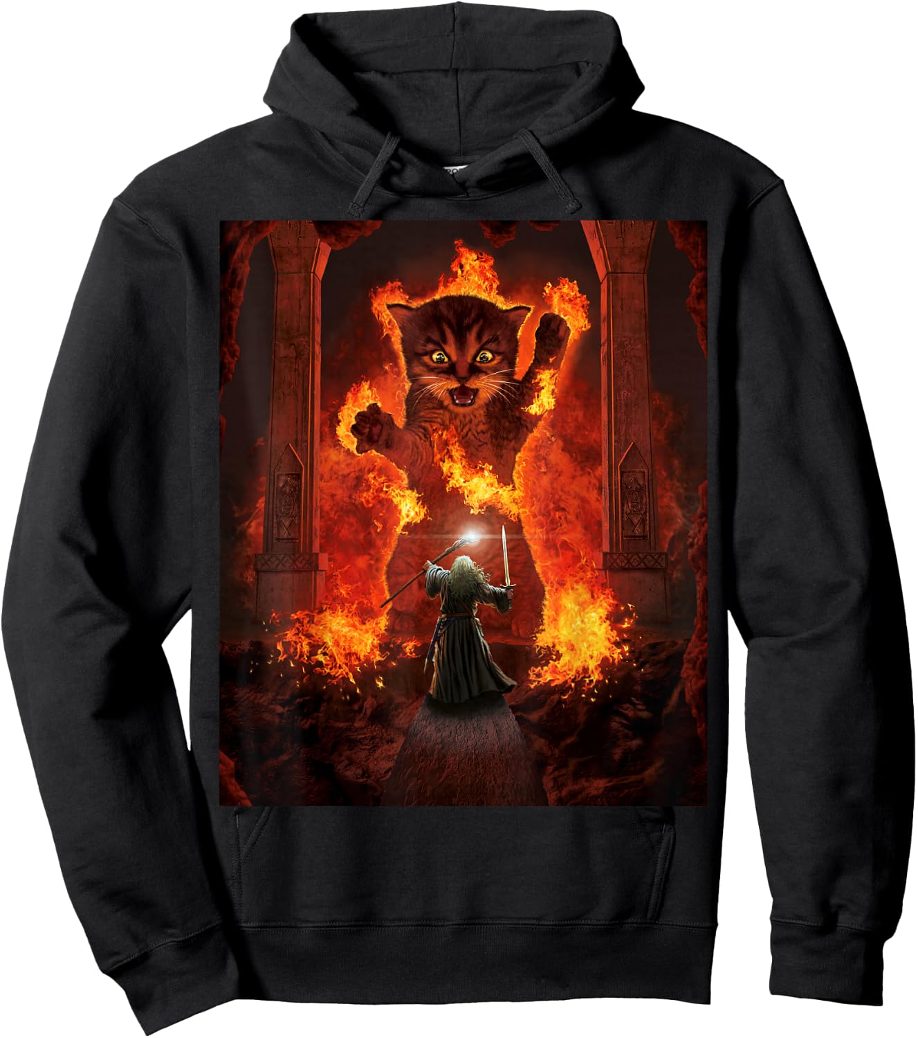 Balrog Cat Funny Kitten Kitty Cat Lover Men Women Hoodie - Hoodie | Black