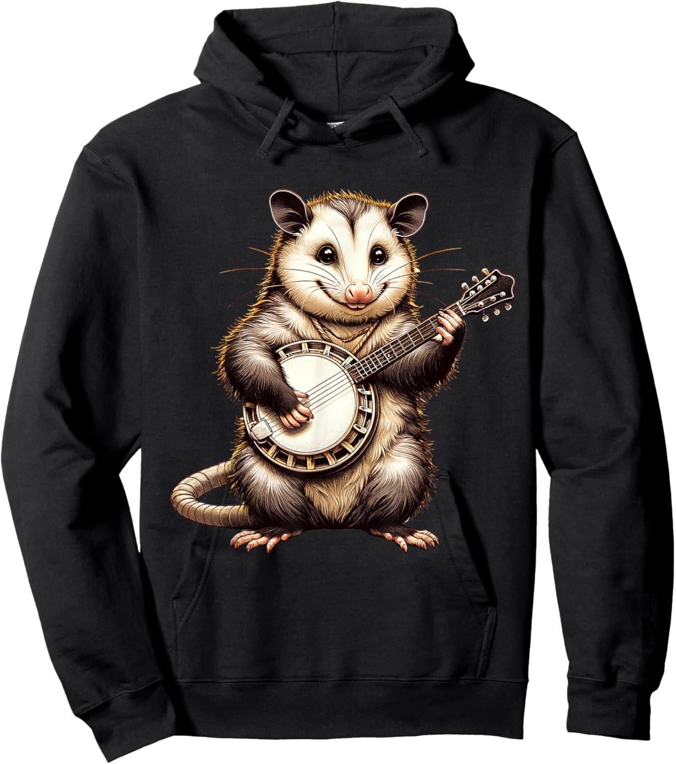 Possum Playing Banjo Opossum Guitar Music Hoodie - Hoodie | Black