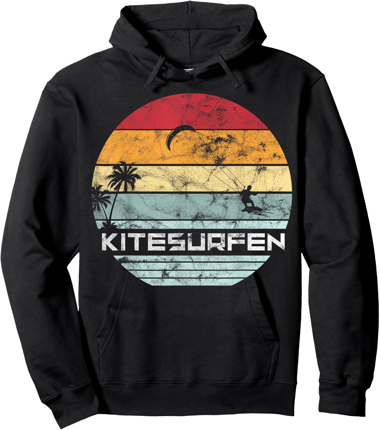 Vintage KITE Surfer Kiting Kiteboarding Retro Kitesurfing Hoodie - Hoodie | Black
