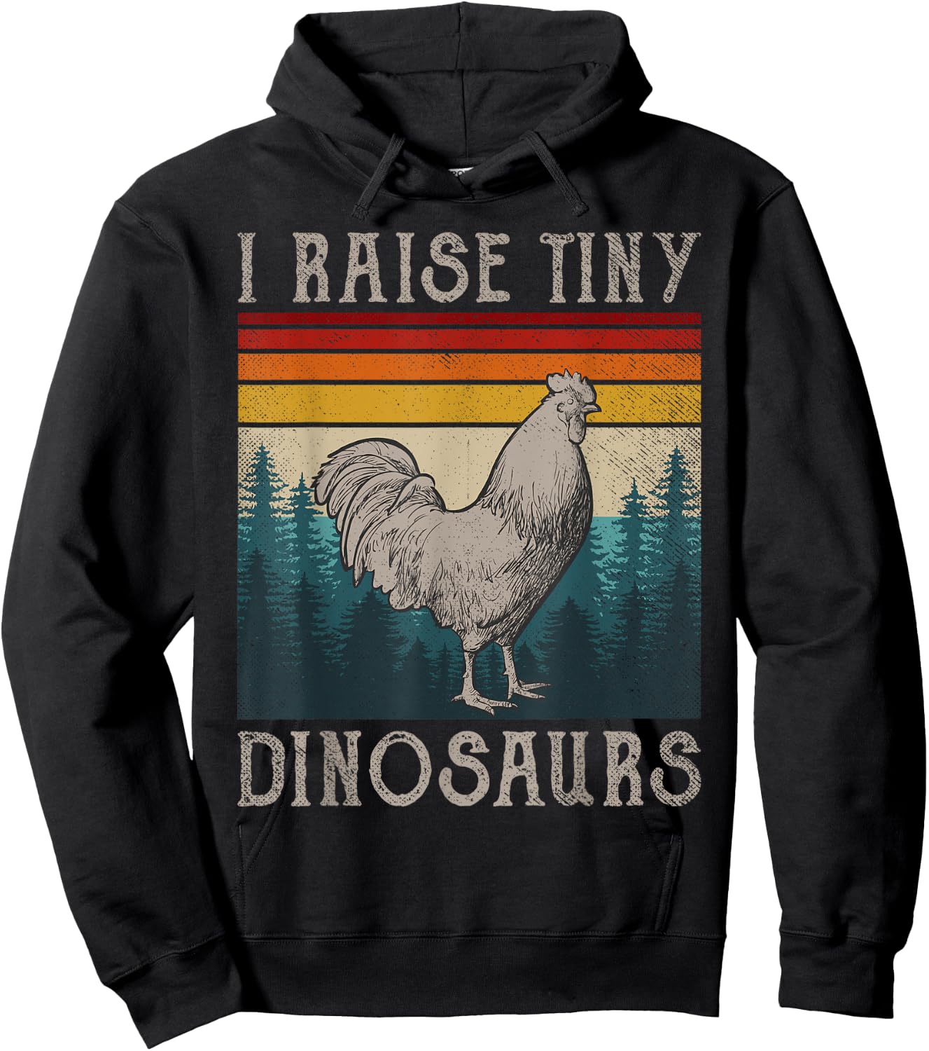 I Raise Tiny Dinosaurs Chicken Dad Retro Vintage Farmer Hoodie - Hoodie | Black