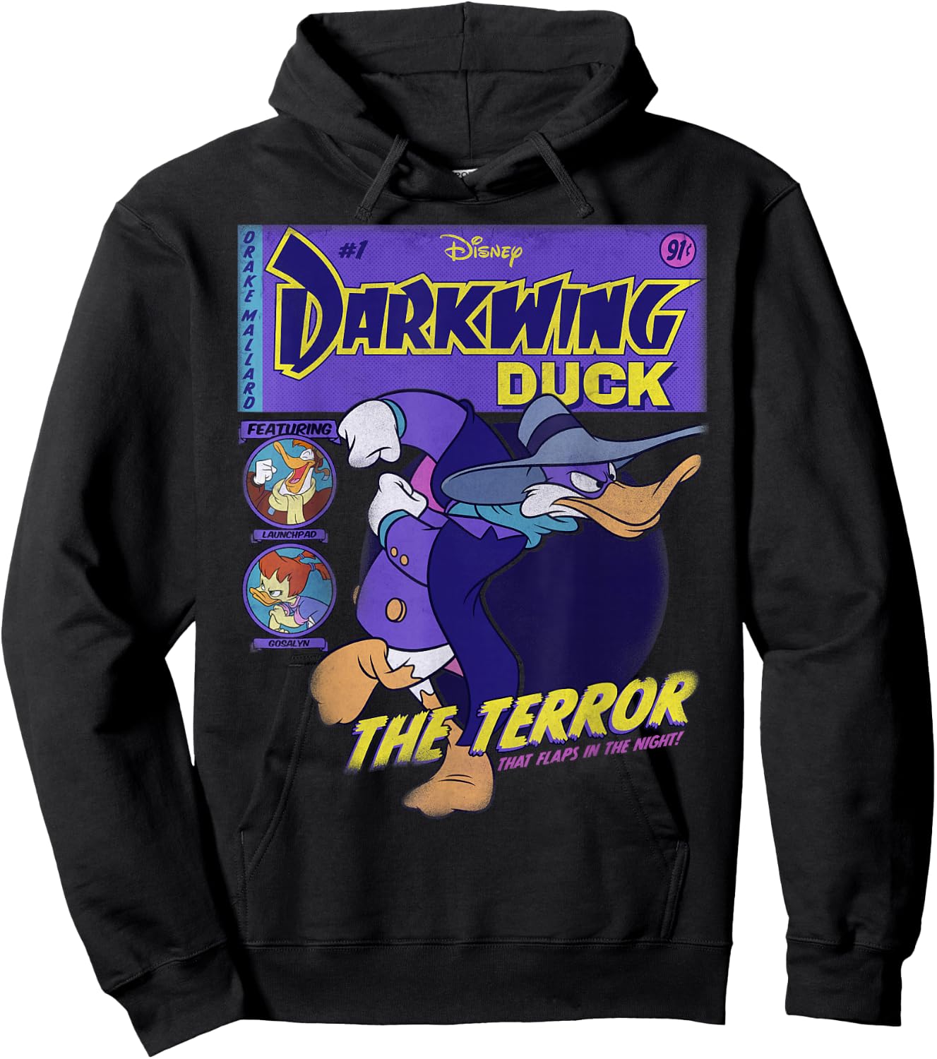Disney Darkwing Duck Black : Classic Fit, , Adult, Short Sleeve Hoodie - Hoodie | Black