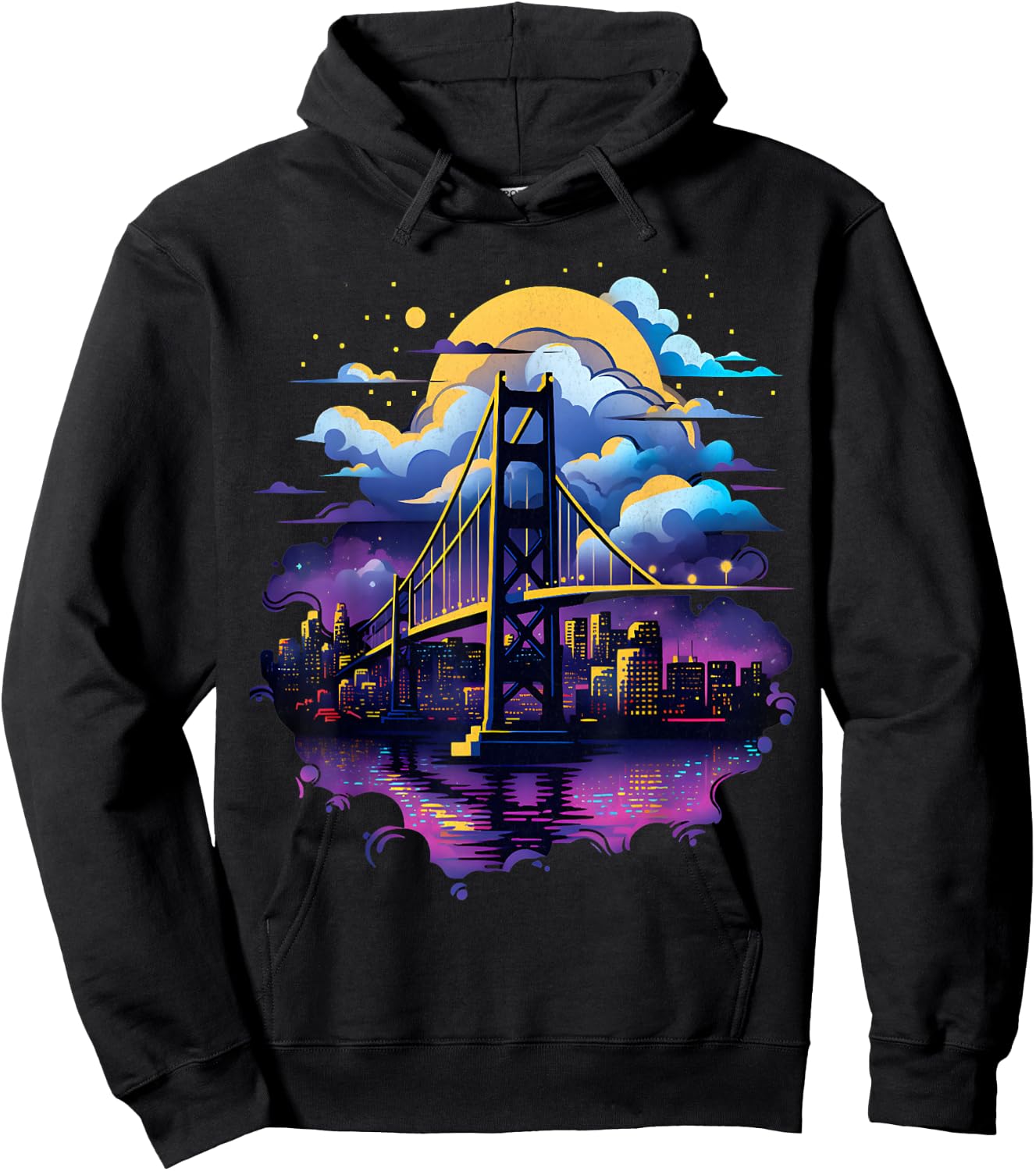 SF Bay Bridge San Francisco City California Fog City Line Hoodie - Hoodie | Black