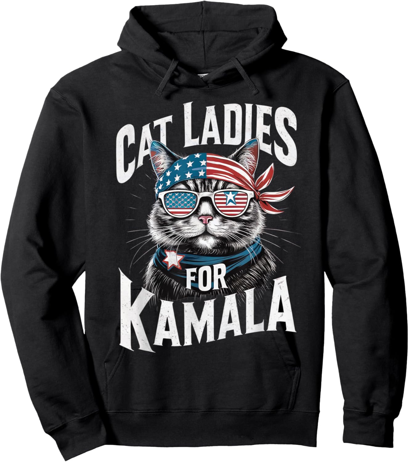 Cat Ladies for Kamala 2024 President Kamala-Harris Hoodie - Hoodie | Black
