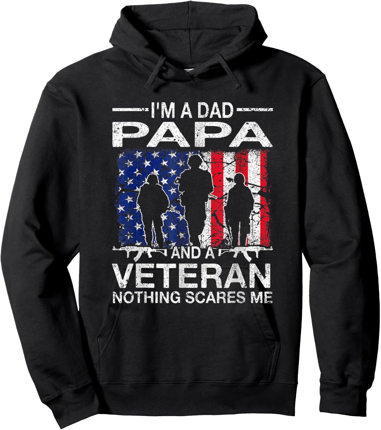 Papa and Veteran Military Fathers Day Gift Proud Army Dad Hoodie - Hoodie | Black
