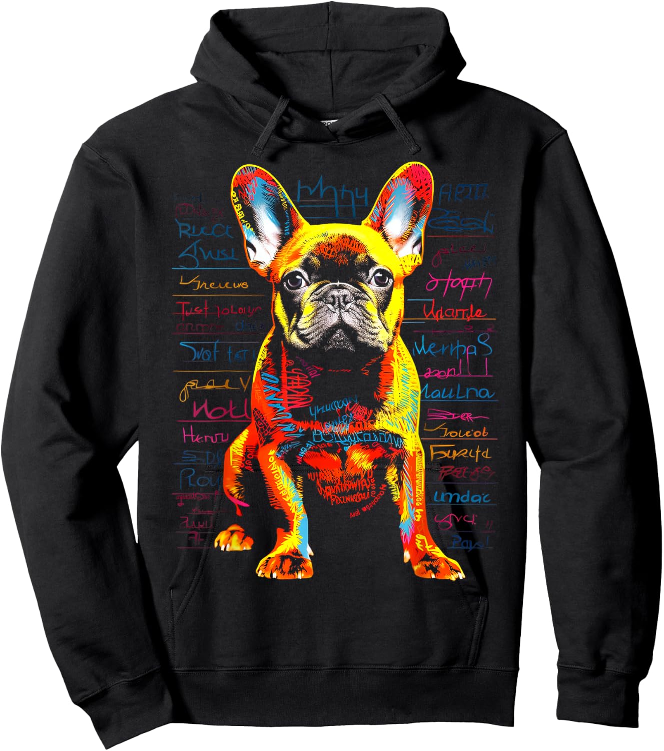 French Bulldog Dog Animal Pet Art Graphic French Bulldog Hoodie - Hoodie | Black