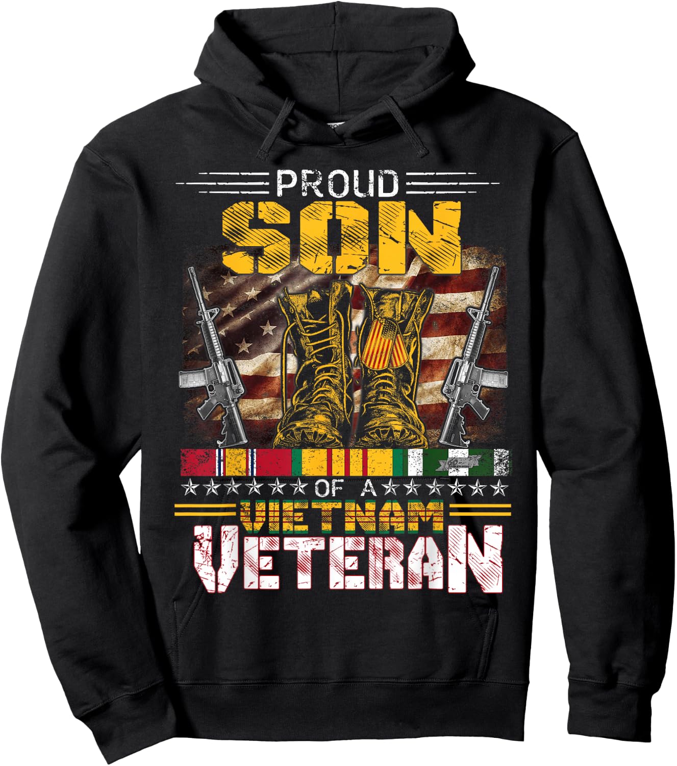 Proud Son Of A Vietnam Veteran Shirt | Vietnam War Vet Hoodie - Hoodie | Black