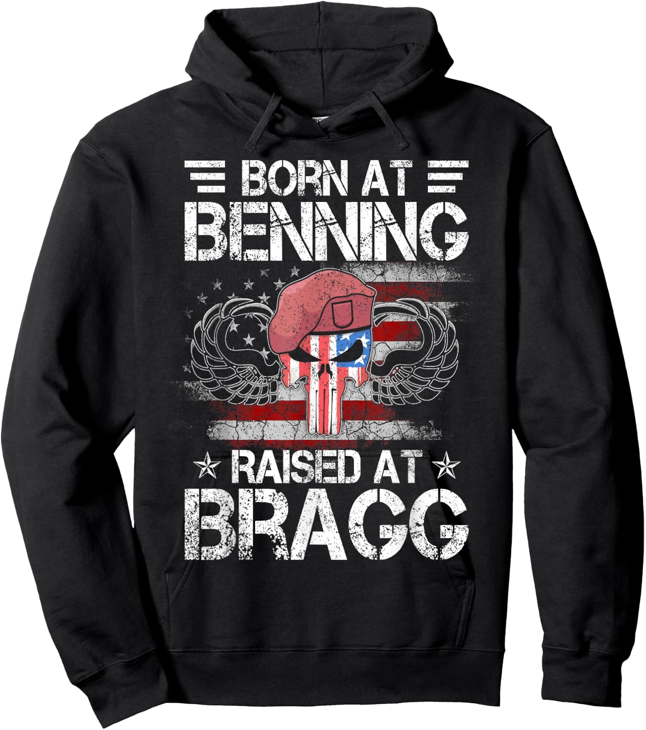 Born At Ft Benning Raised Fort Bragg Airborne, Veterans Day Hoodie - Hoodie | Black
