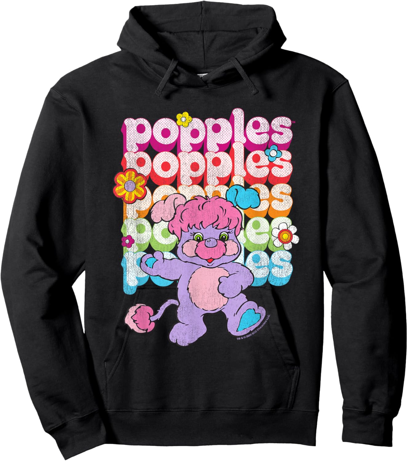 Popples Repeat Logo , Small, Black Hoodie - Hoodie | Black
