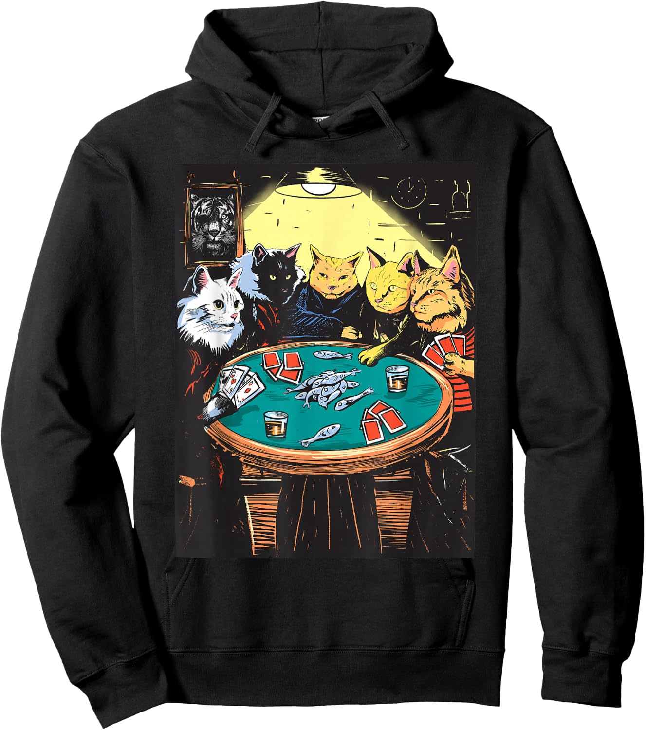 Funny Cats Playing Poker Art Cat Hoodie - Hoodie | Black