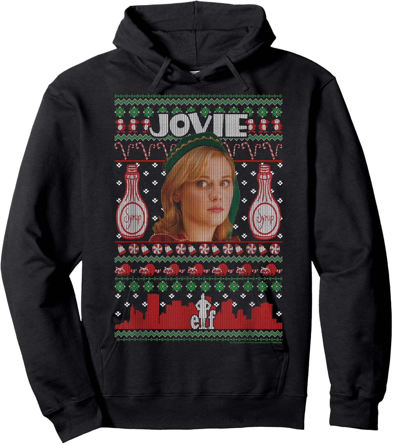 Elf Jovie Ugly Christmas Sweater Hoodie - Hoodie | Black