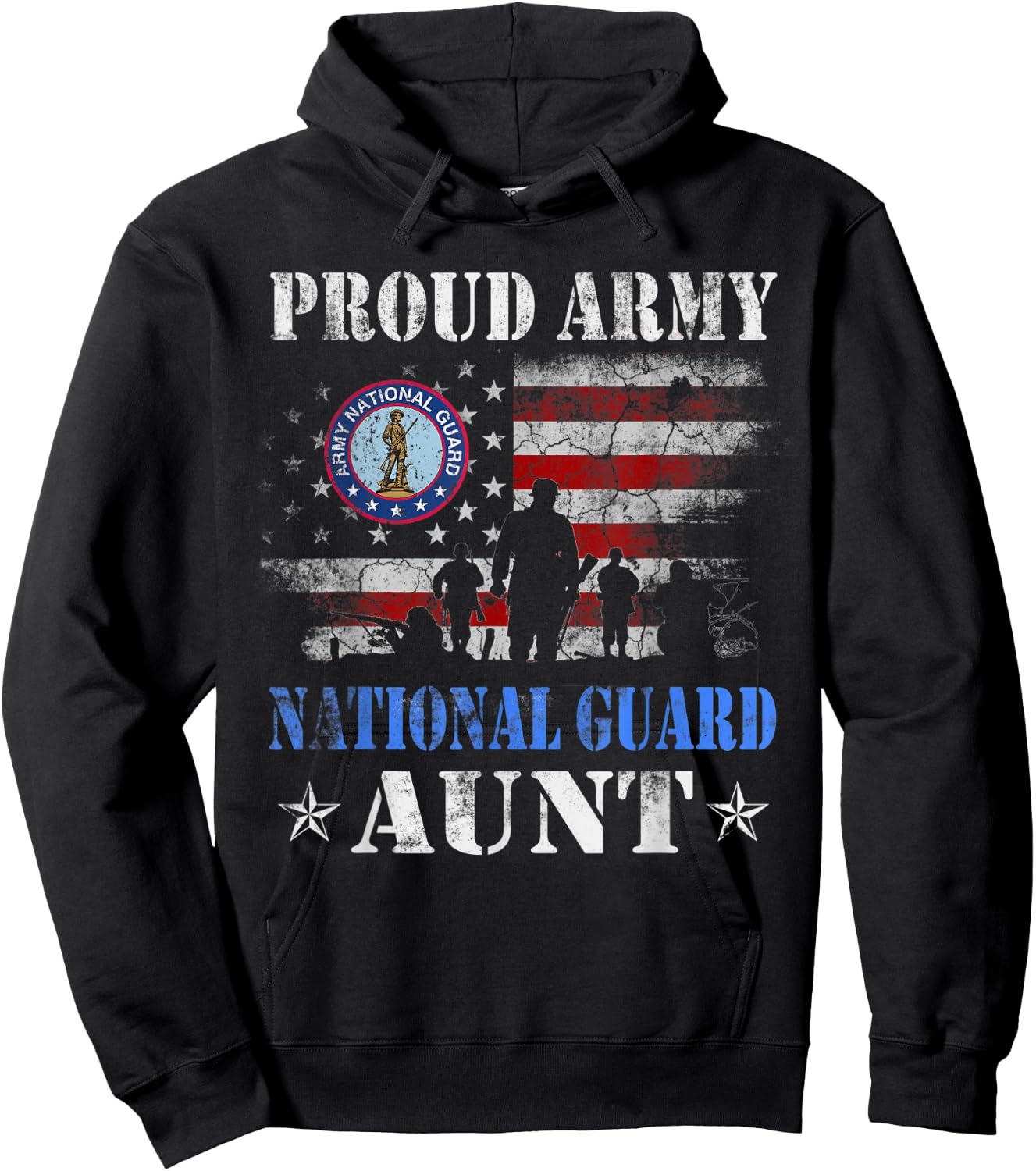 Proud Army National Guard Aunt T shirt Veterans Day Gift Hoodie - Hoodie | Black