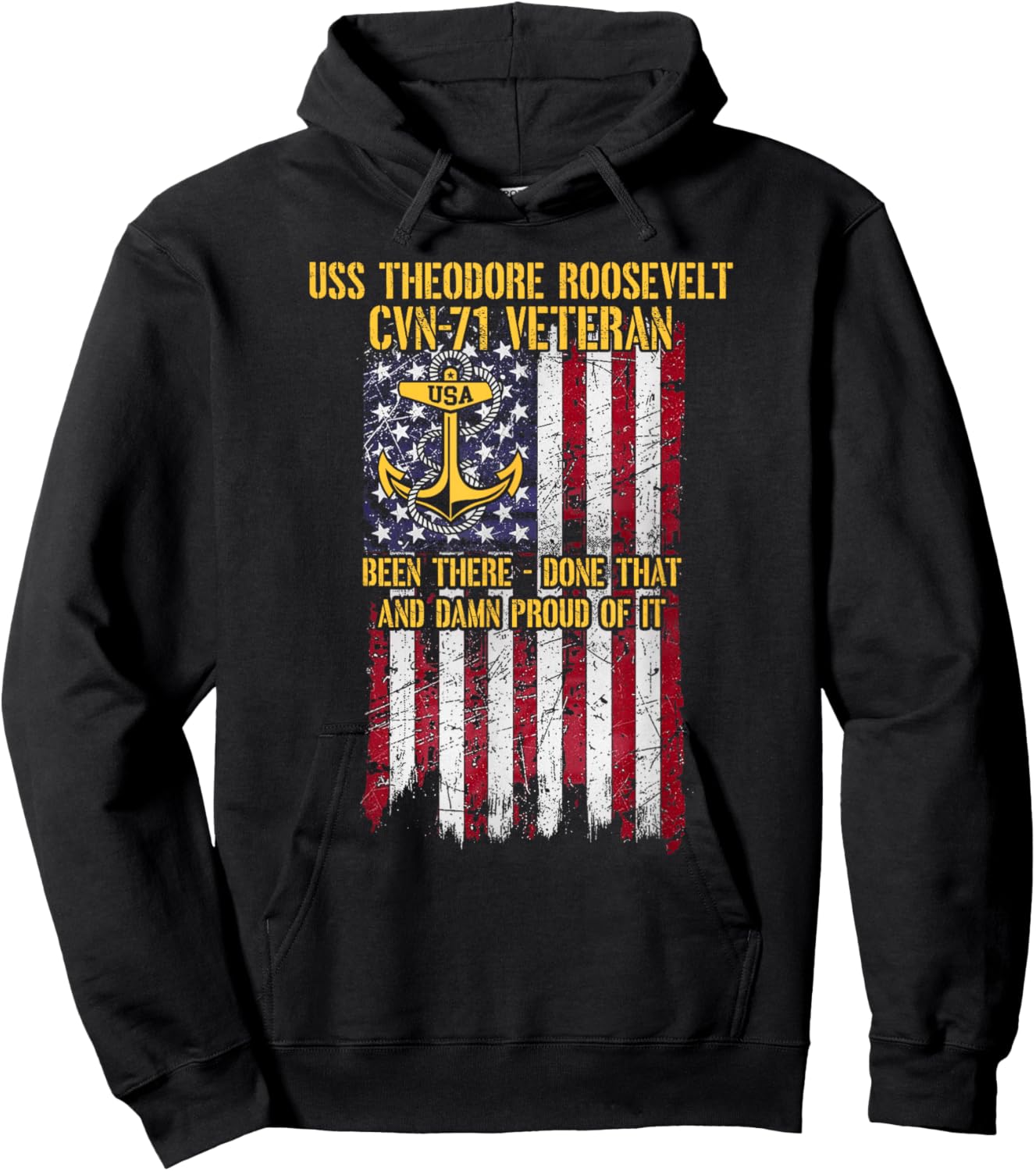 USS Theodore Roosevelt CVN-71 Aircraft Carrier Veteran Hoodie - Hoodie | Black