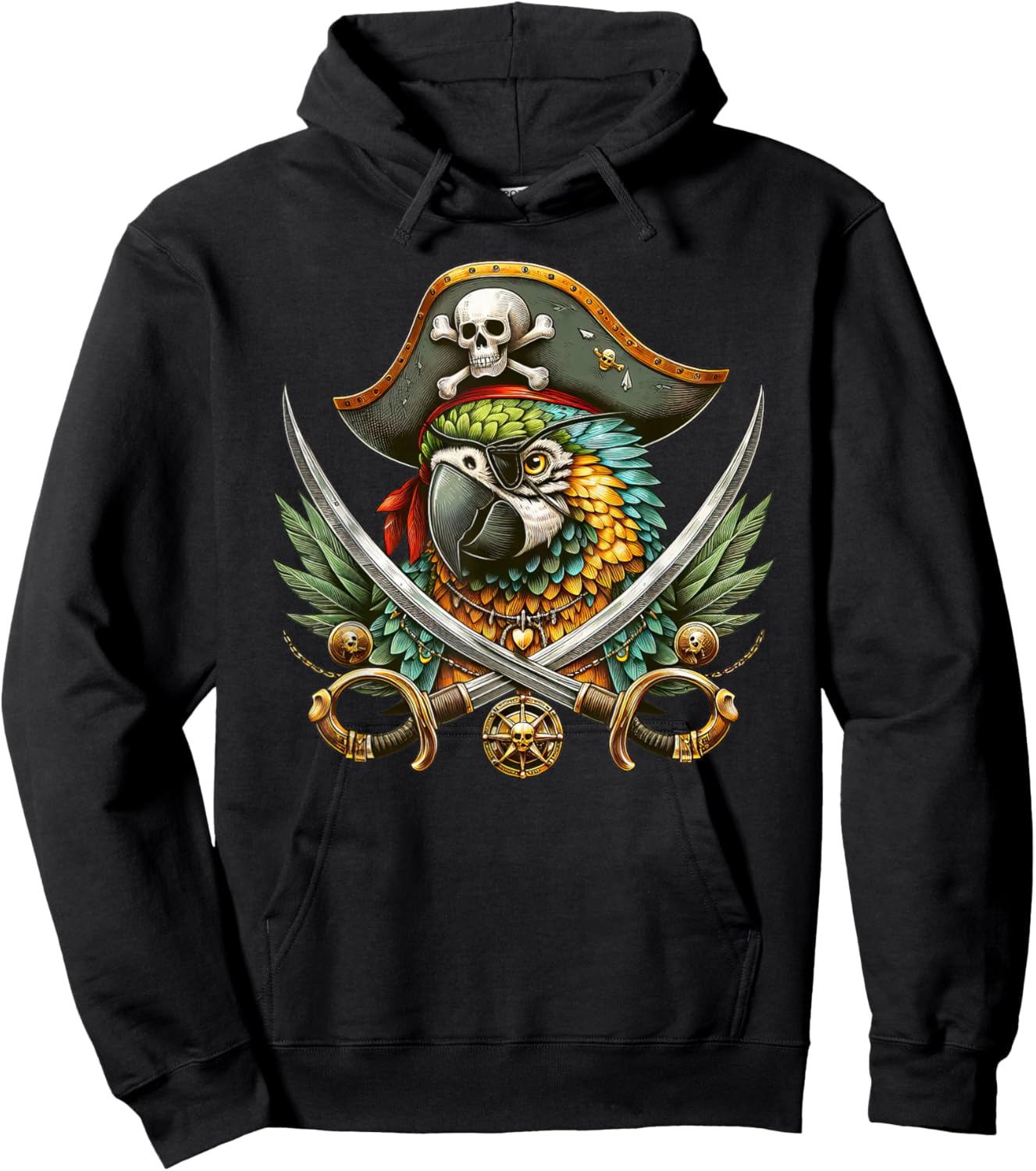 Funny Parrot Pirate Crossbones Halloween Kids Hoodie - Hoodie | Black