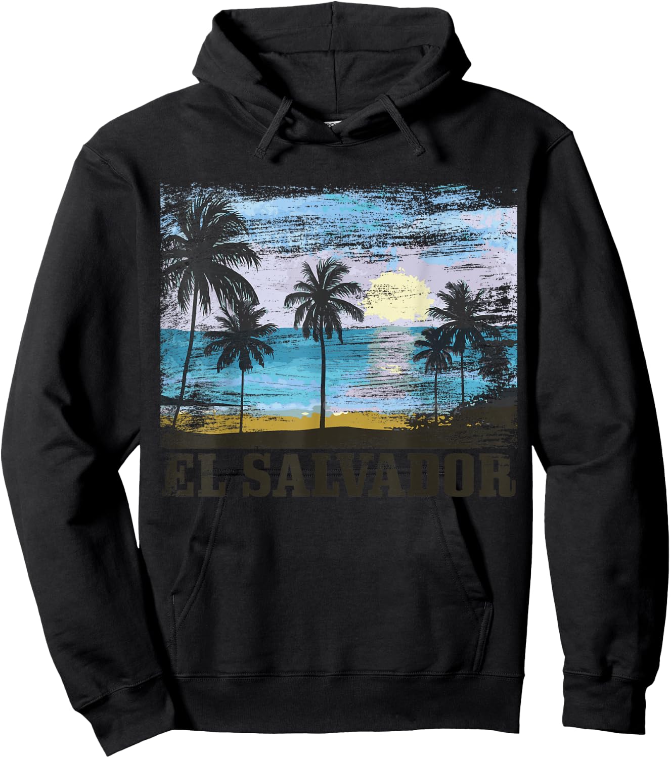 El Salvador Vintage Surfer Salvadorian Beach Souvenir Hoodie - Hoodie | Black