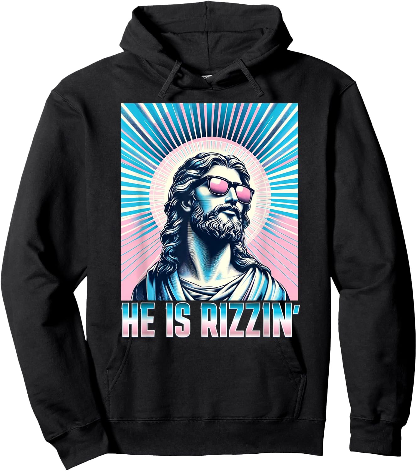 Resurrection Funny Easter Rizz Sunglasses He is Rizzin Jesus Hoodie - Hoodie | Black