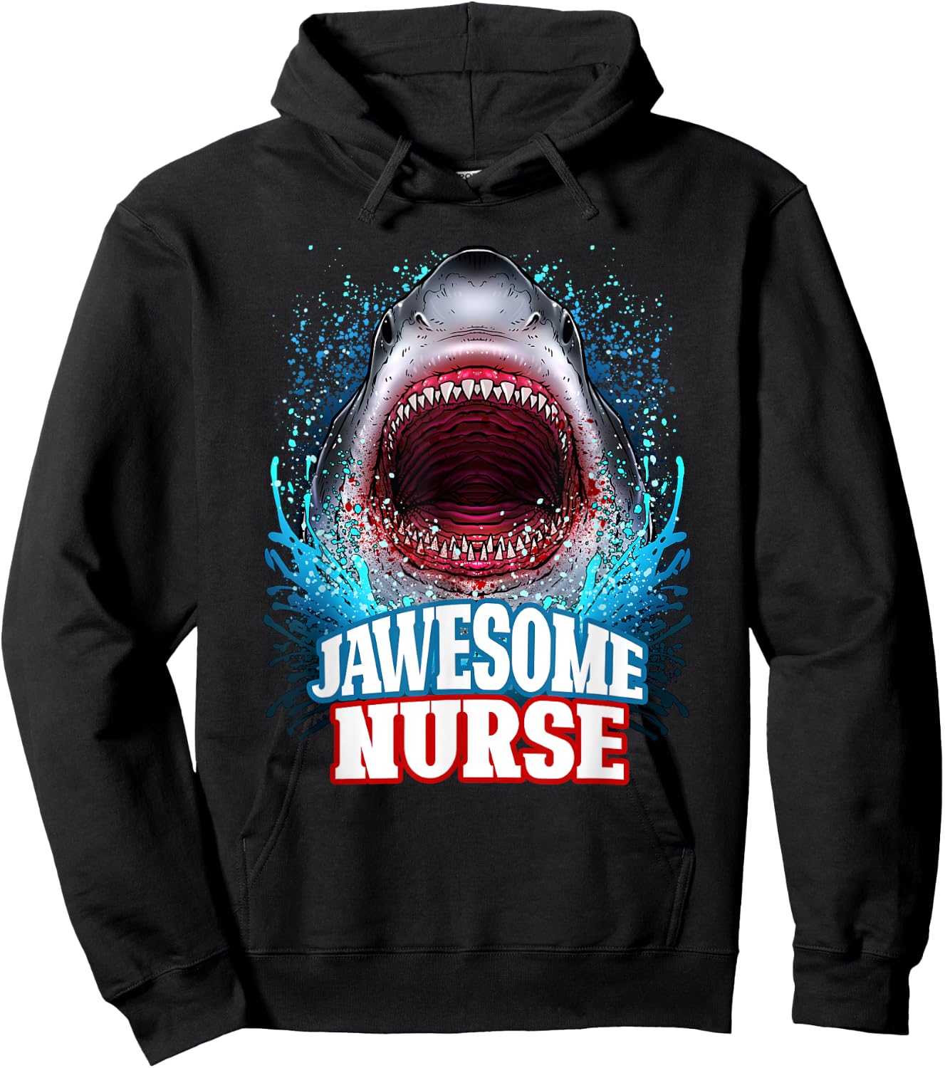 Jawesome Nurse Nursing RN Great White Shark Beach Vacation Hoodie - Hoodie | Black