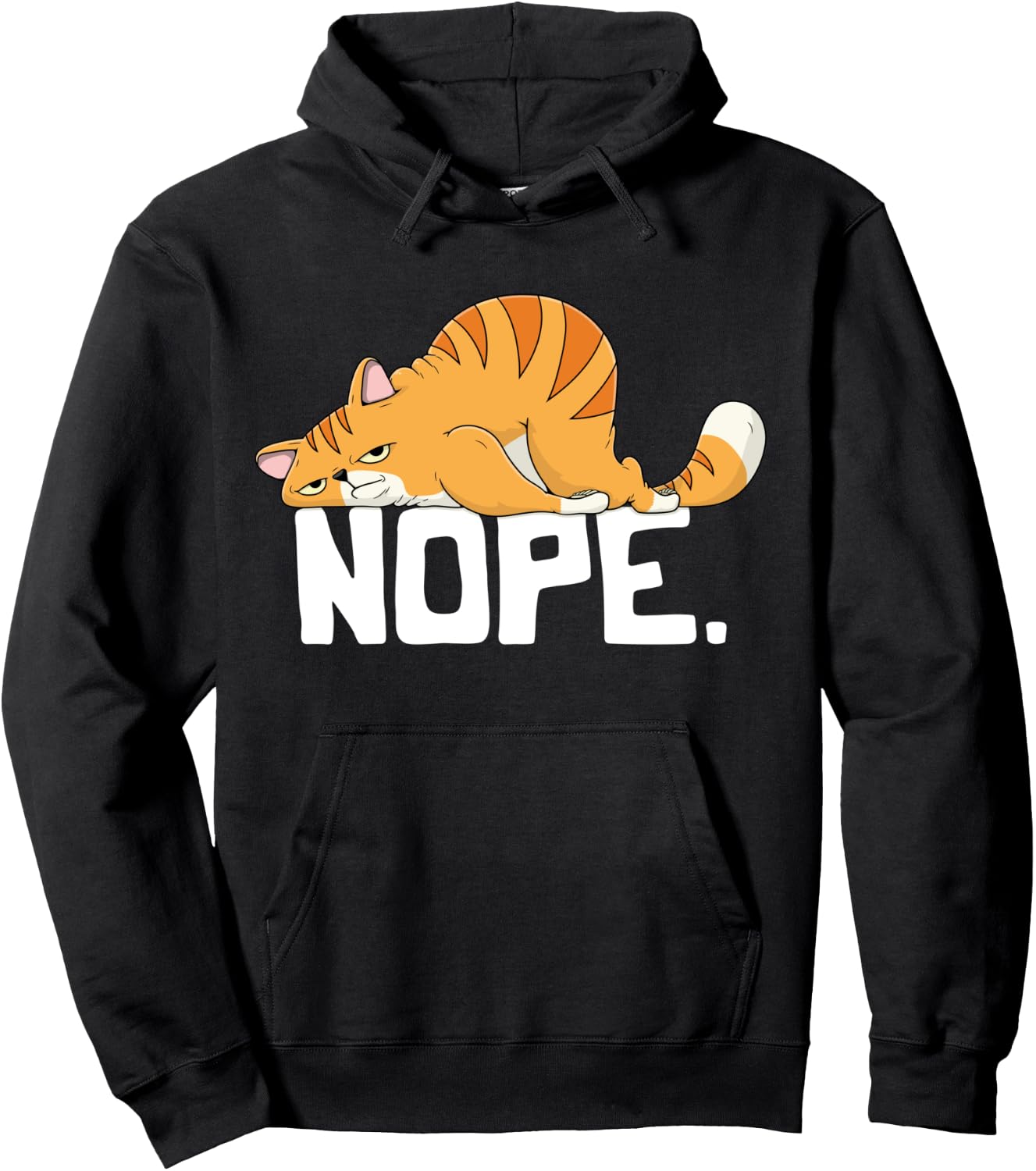 Grapheino Co. Funny Nope Cat Apparel & Gifts -Adult Cat Lovers Lazy Cat Hoodie - Hoodie | Black