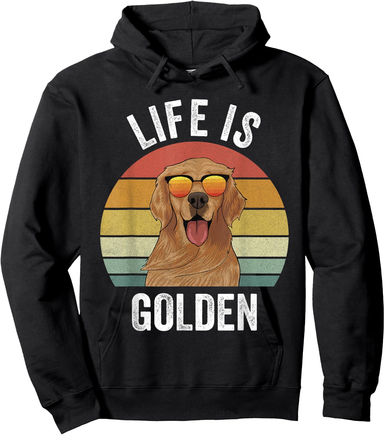 Retro Golden Retriever Funny Dog Women Girls Kids Hoodie - Hoodie | Black