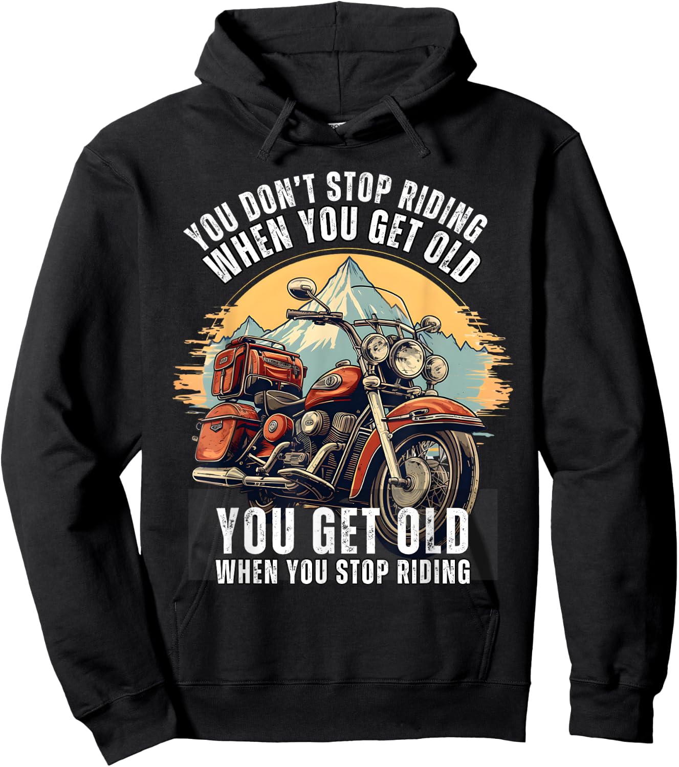 Biker's Nostalgia: Embrace the Vintage Motorcycle Era Hoodie - Hoodie | Black
