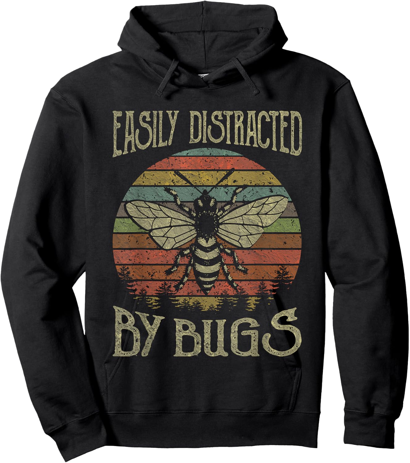 Retro Vintage Funny Bees Lover Easily Distracted By Bugs Hoodie - Hoodie | Black