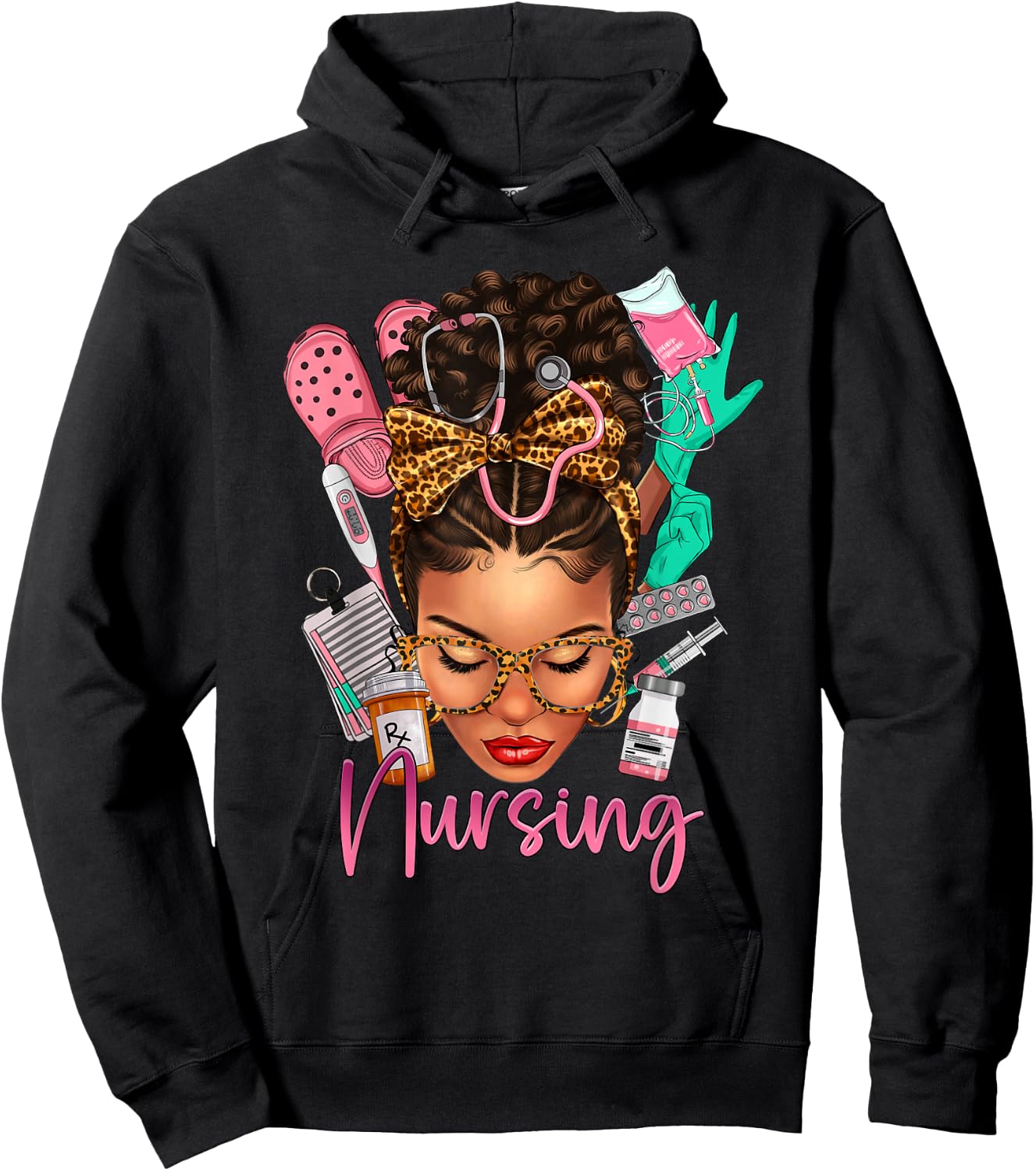 Black Melanin Nurse Black History Month Afro Hair Hoodie - Hoodie | Black